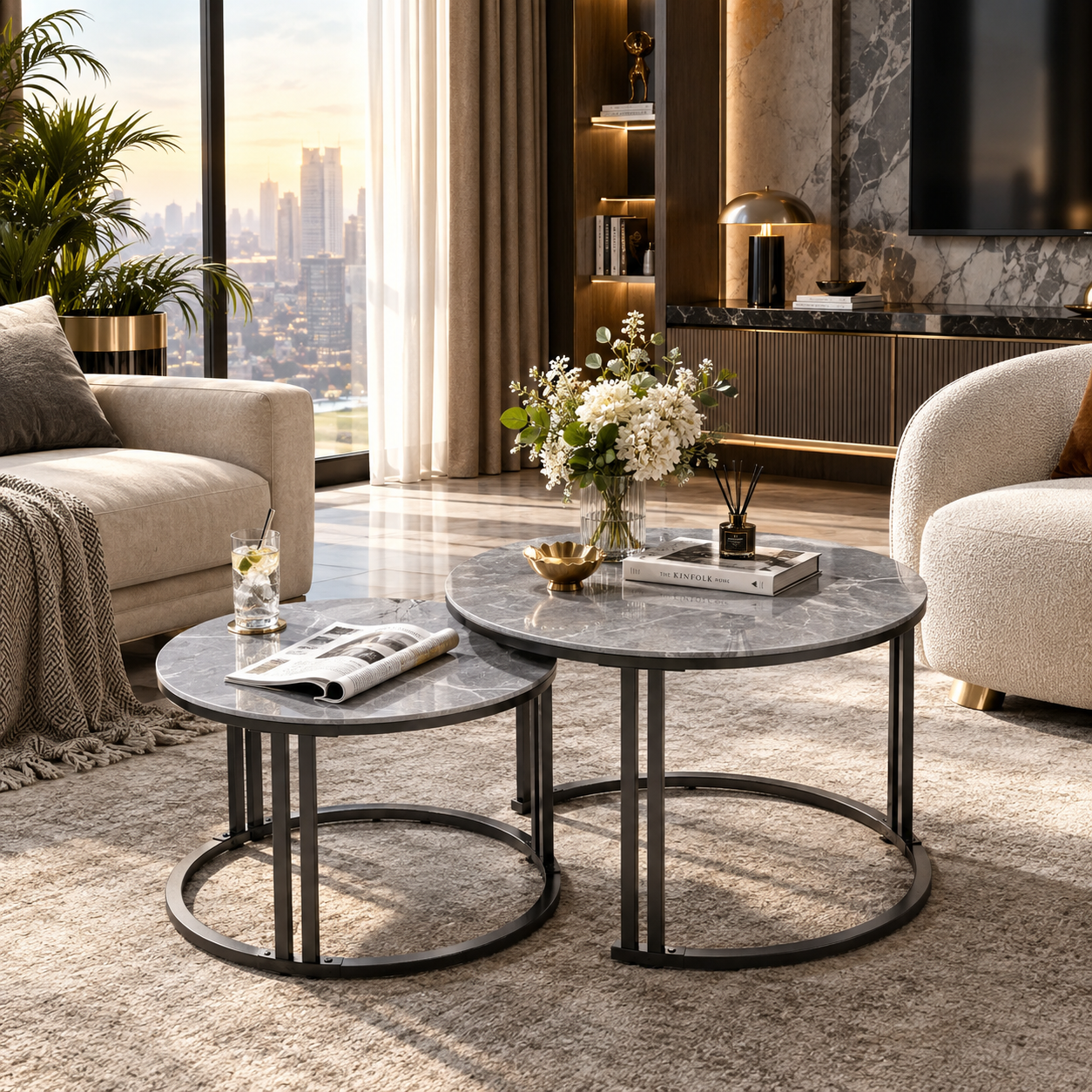 Modern Round Nesting Coffee Tables – Set of 2