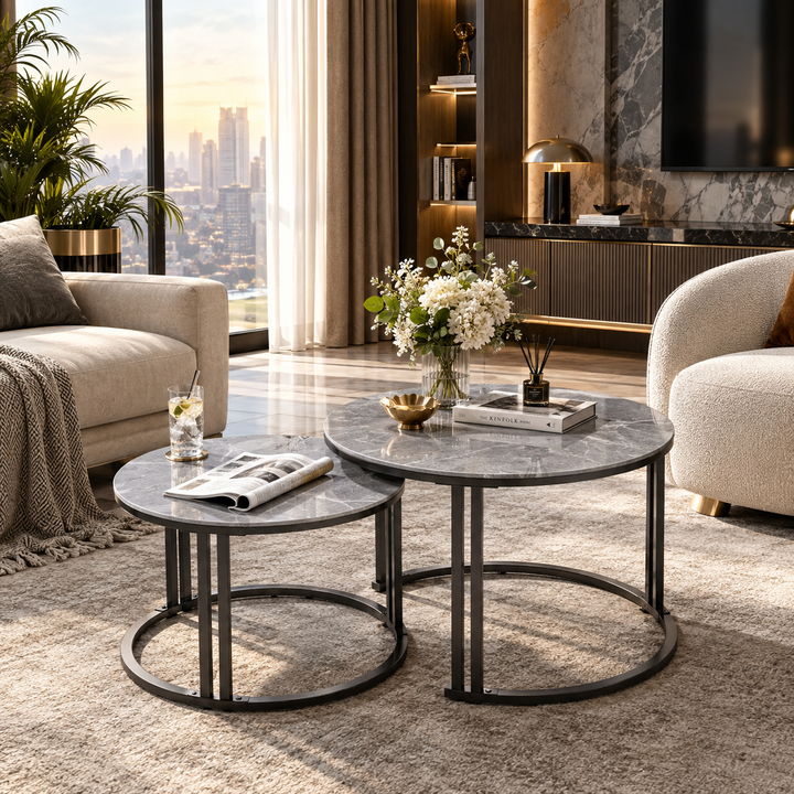 Modern Round Nesting Coffee Tables – Set of 2
