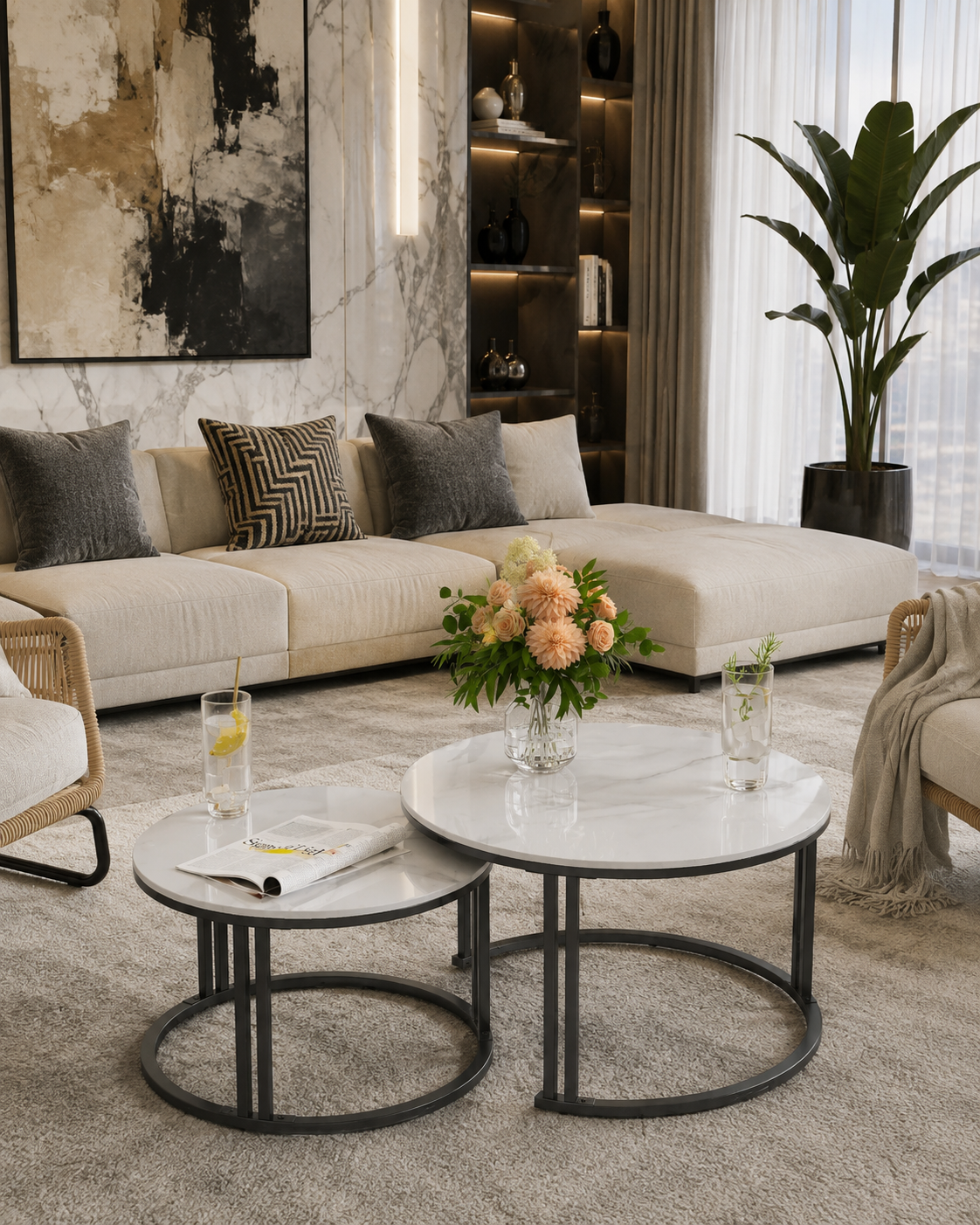 Modern Round Nesting Coffee Tables – Set of 2