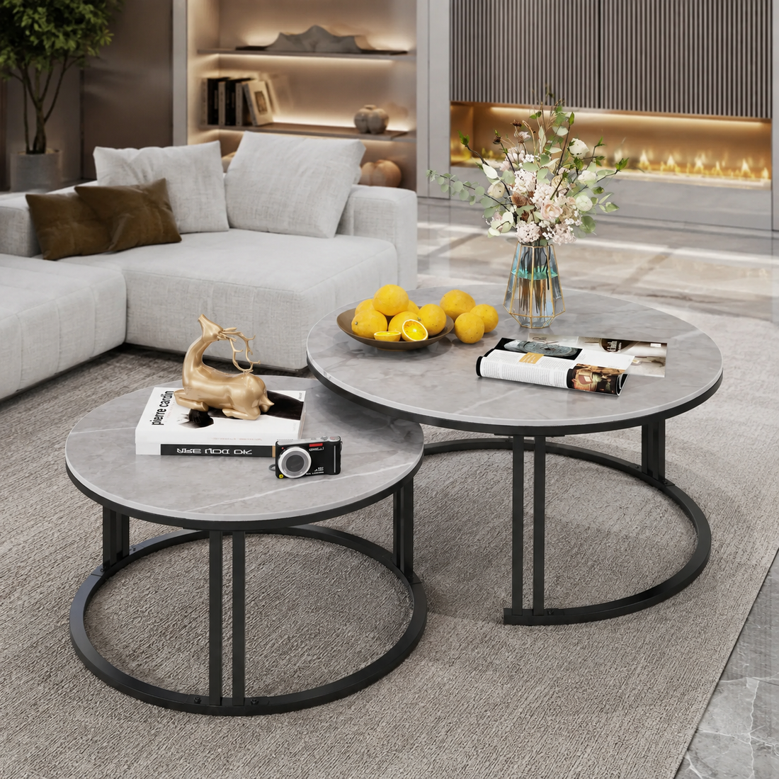 Modern Round Nesting Coffee Tables – Set of 2