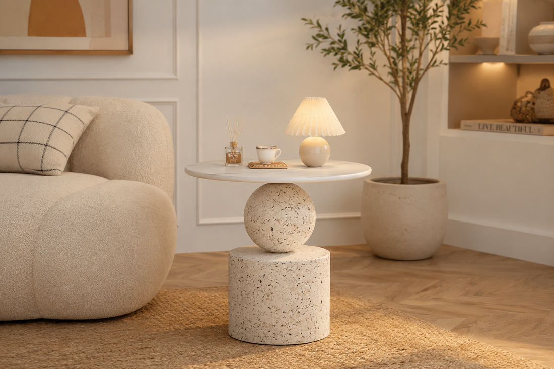 Modern Cream Round Side Table