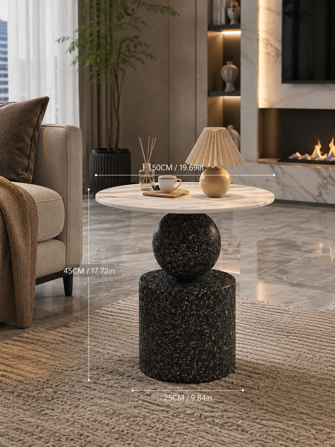 Modern Cream Round Side Table