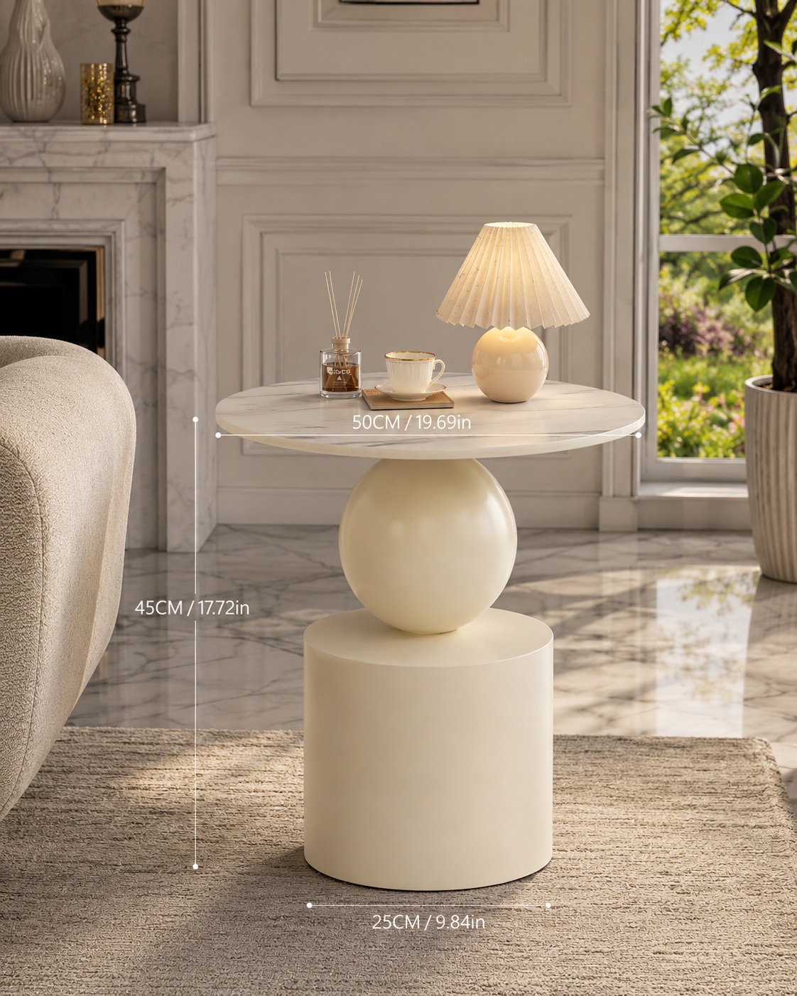 Modern Cream Round Side Table