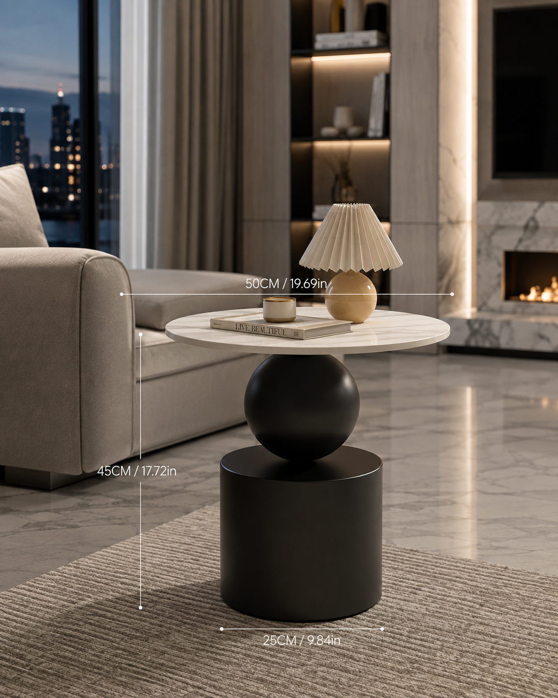 Modern Cream Round Side Table