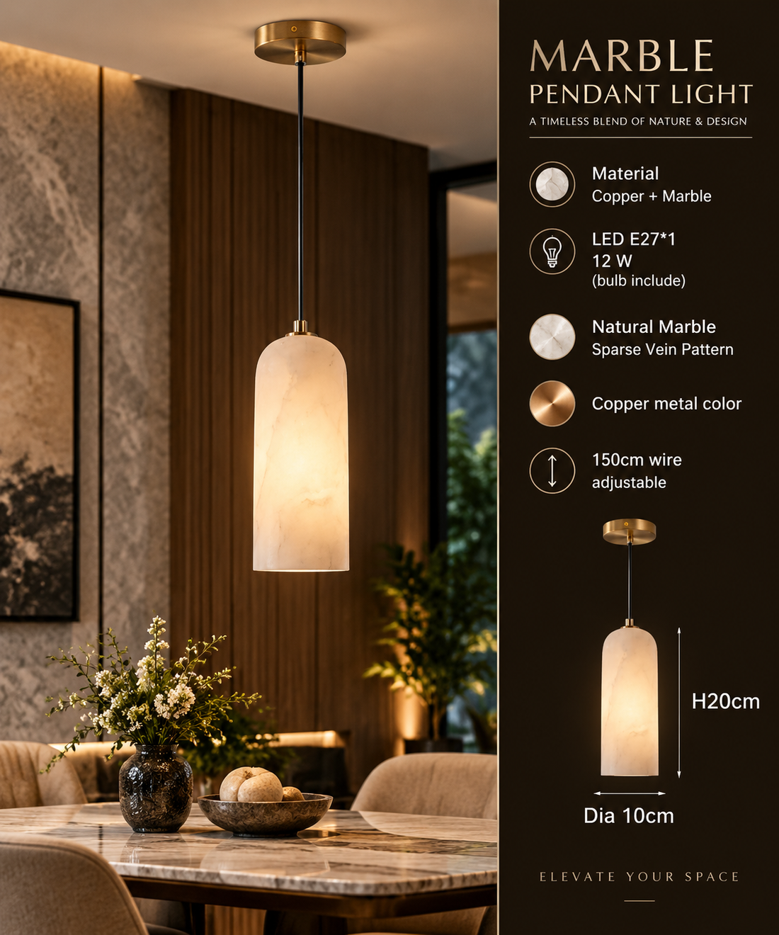 Luxury Marble-Style Wall Sconce