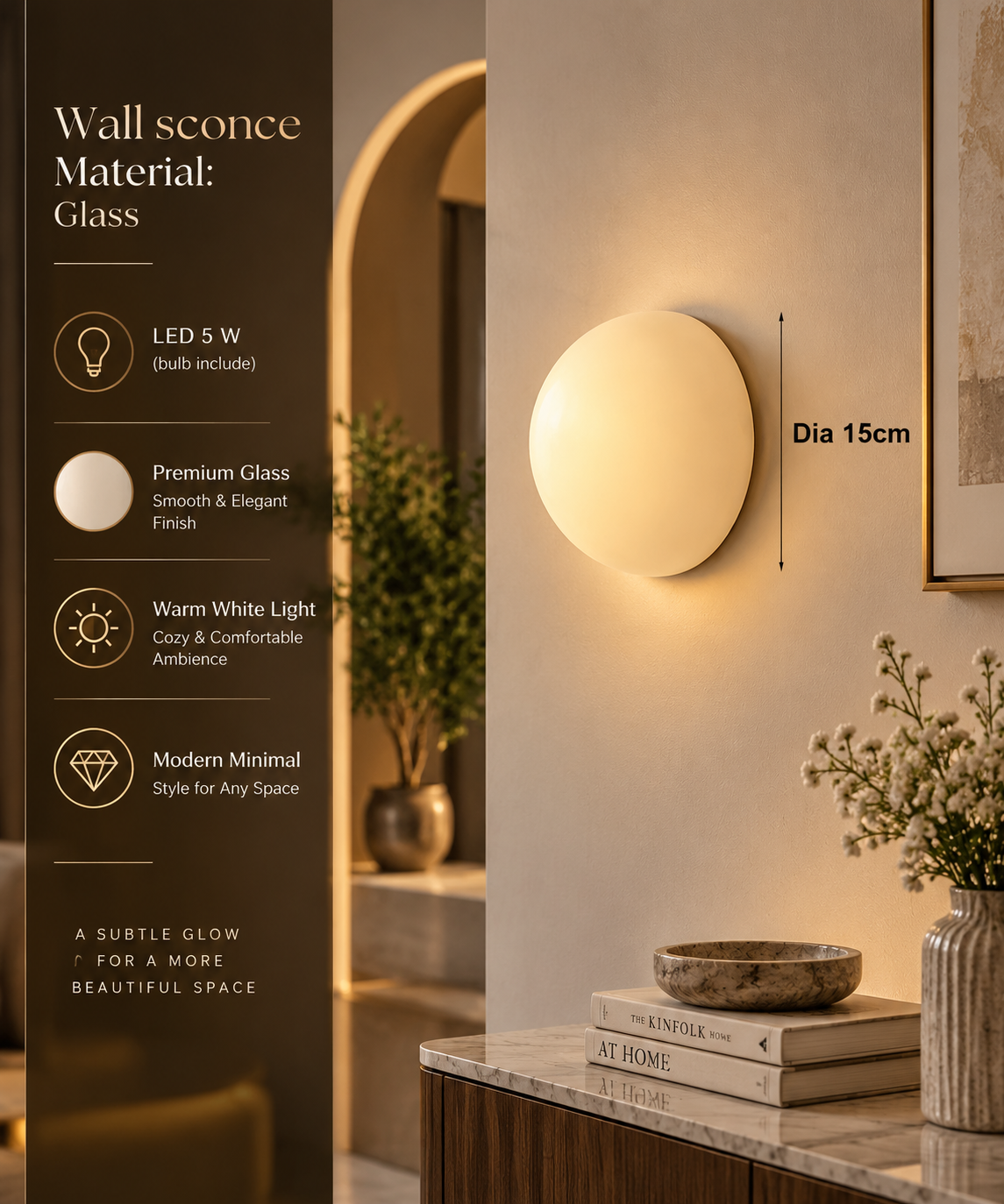 Luxury Marble-Style Wall Sconce