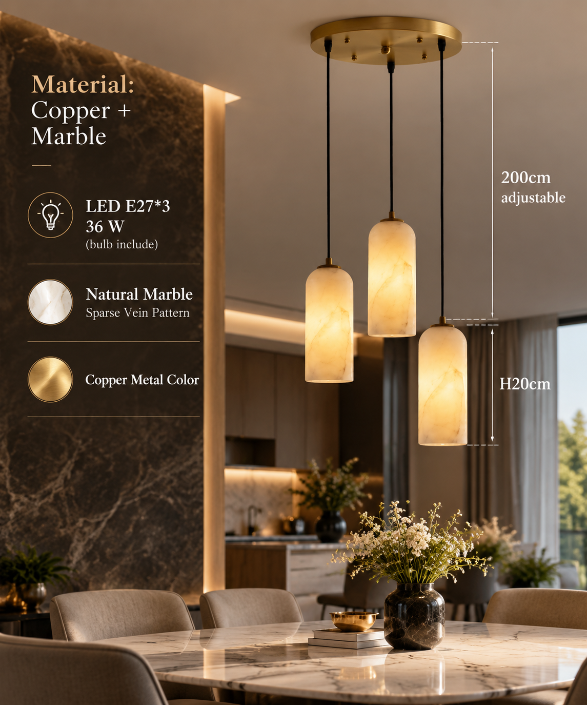 Luxury Marble-Style Wall Sconce