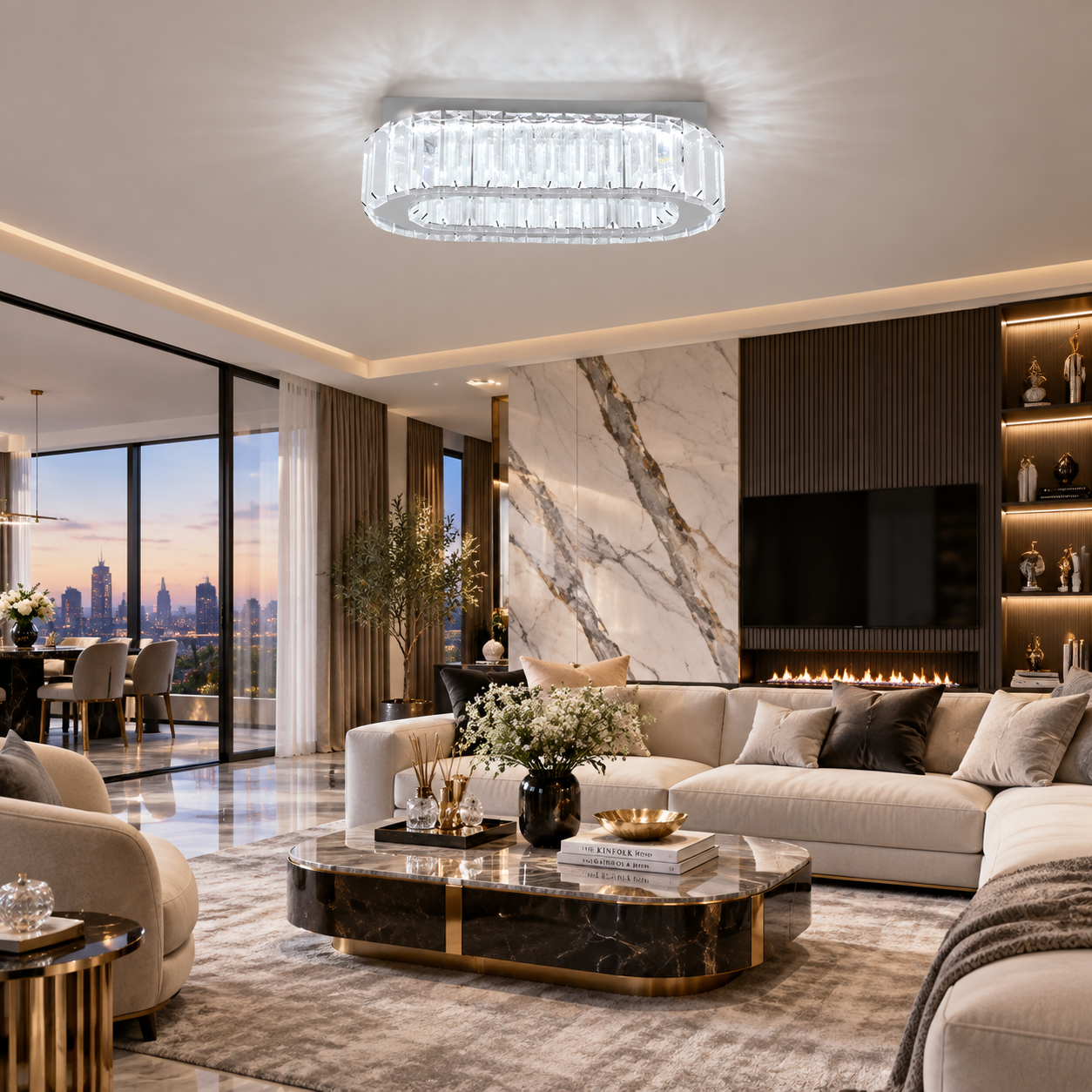 Crystal LED Chandelier for Hotel Lobby & Dining Room