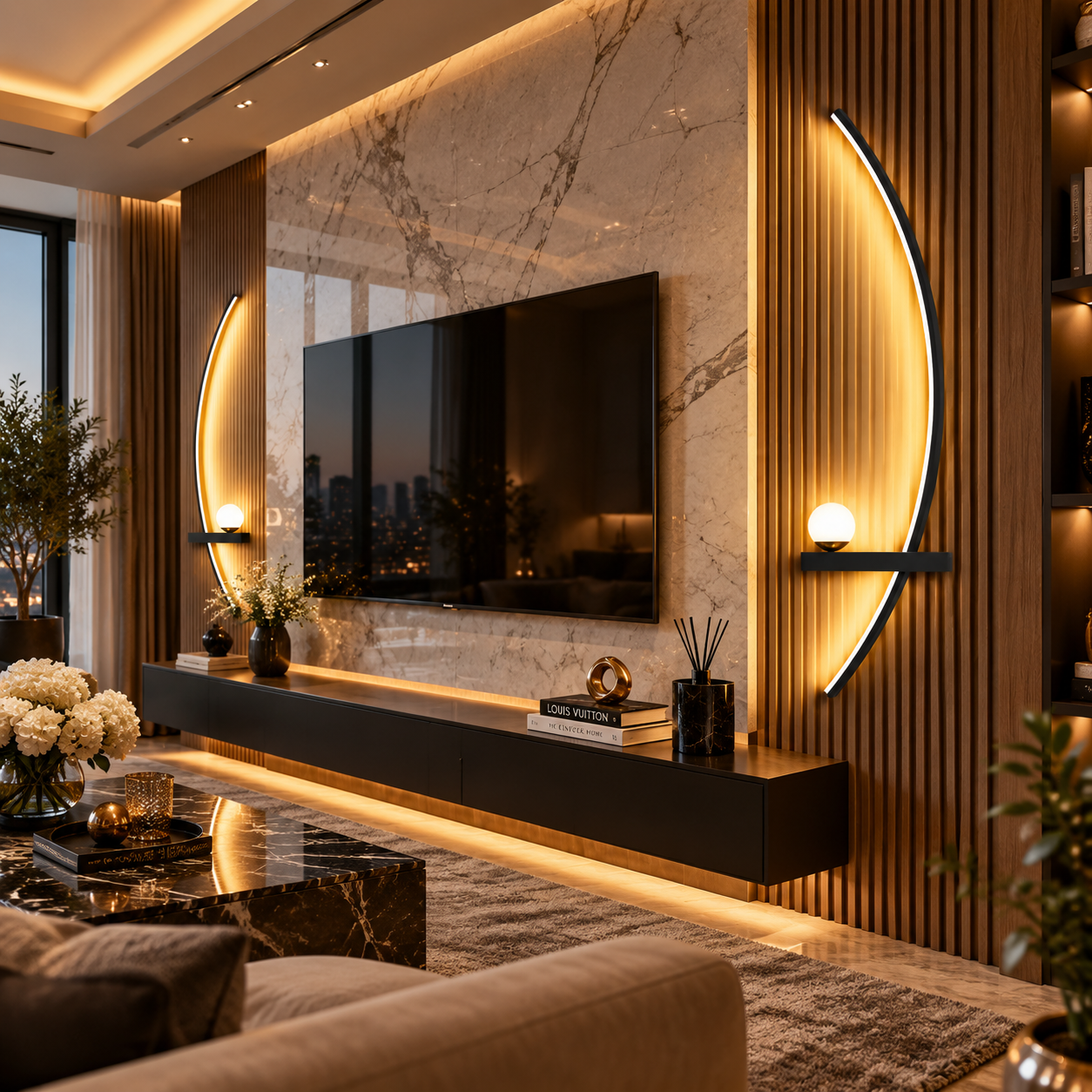 Modern LED Linear Wall Sconce in Black & Gold