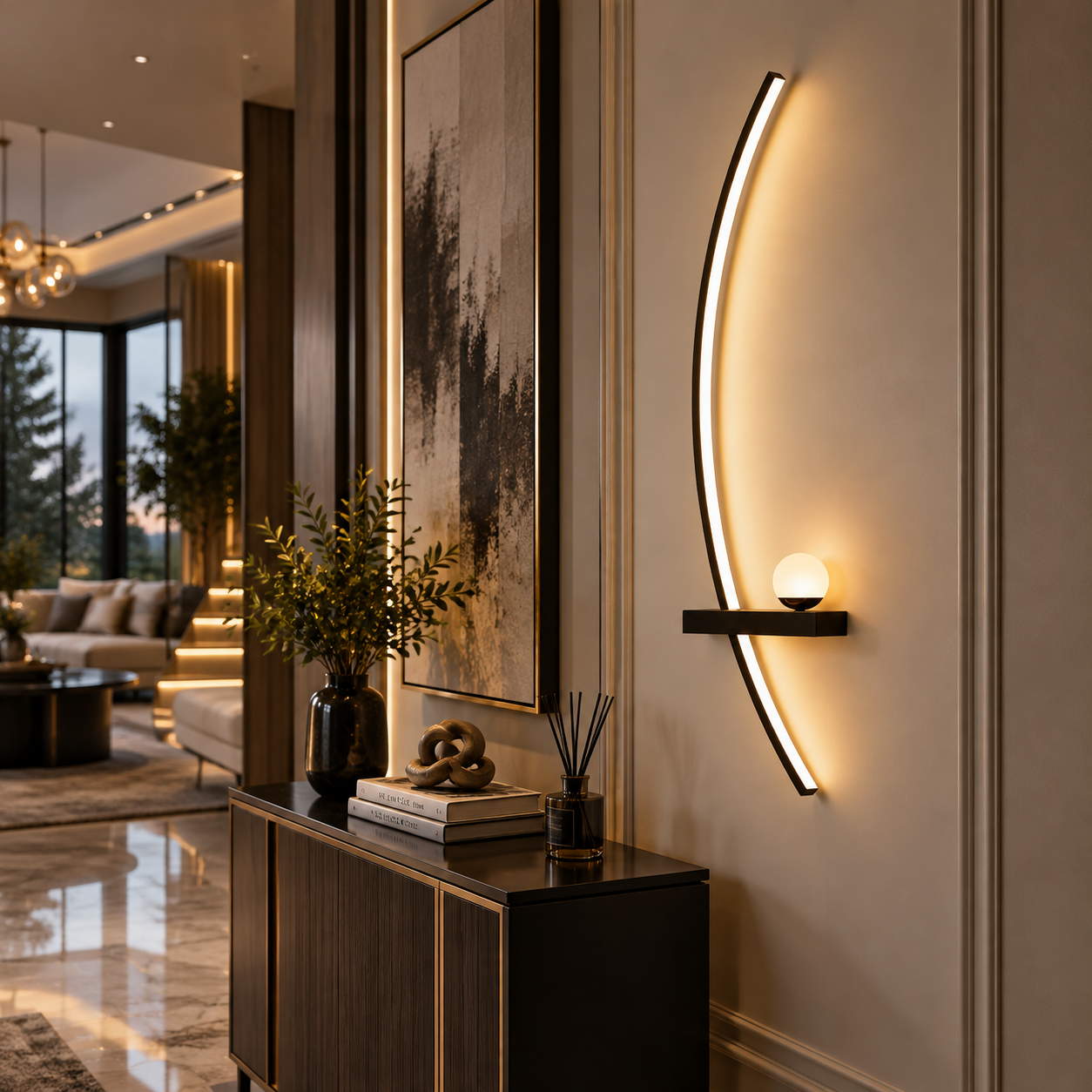 Modern LED Linear Wall Sconce in Black & Gold