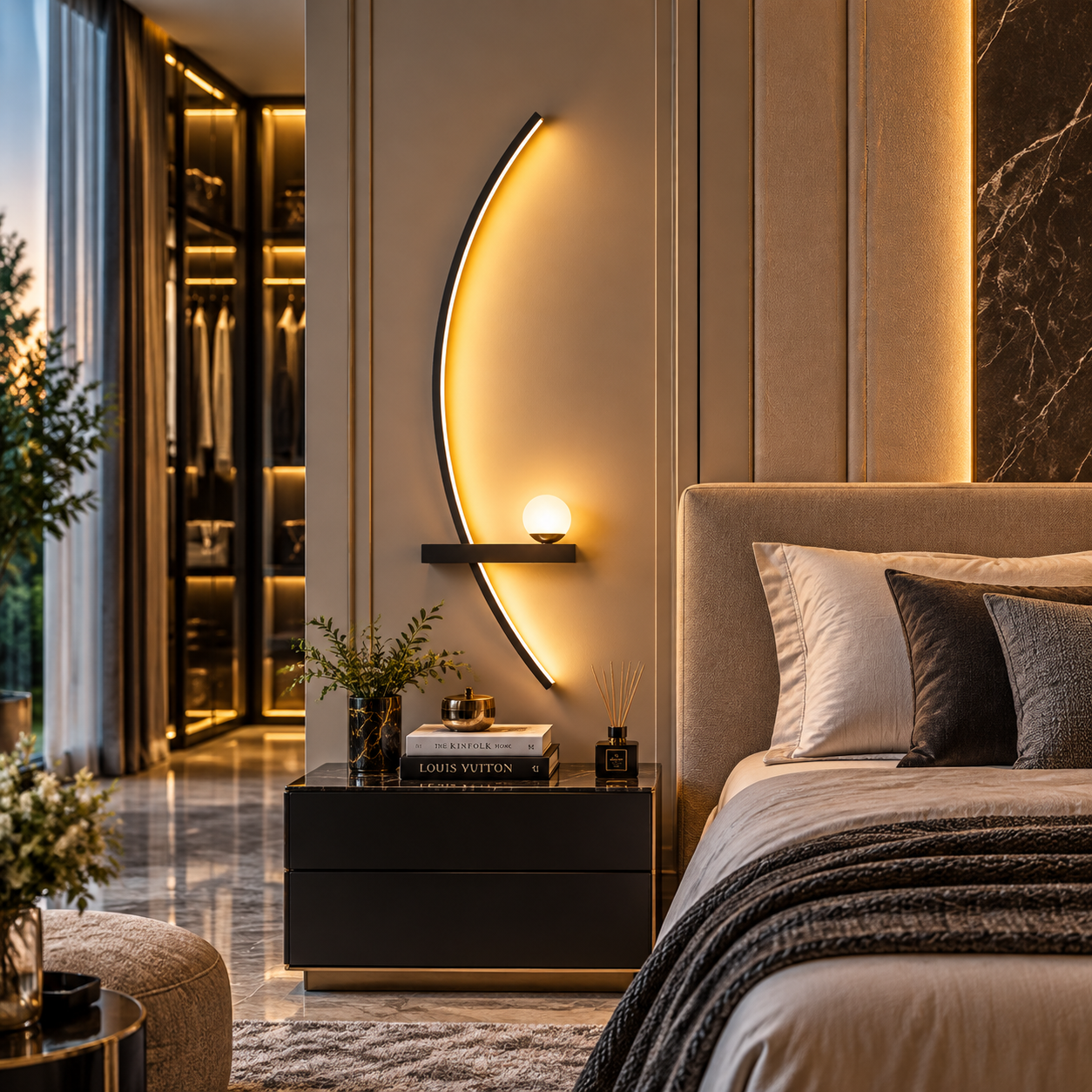 Modern LED Linear Wall Sconce in Black & Gold