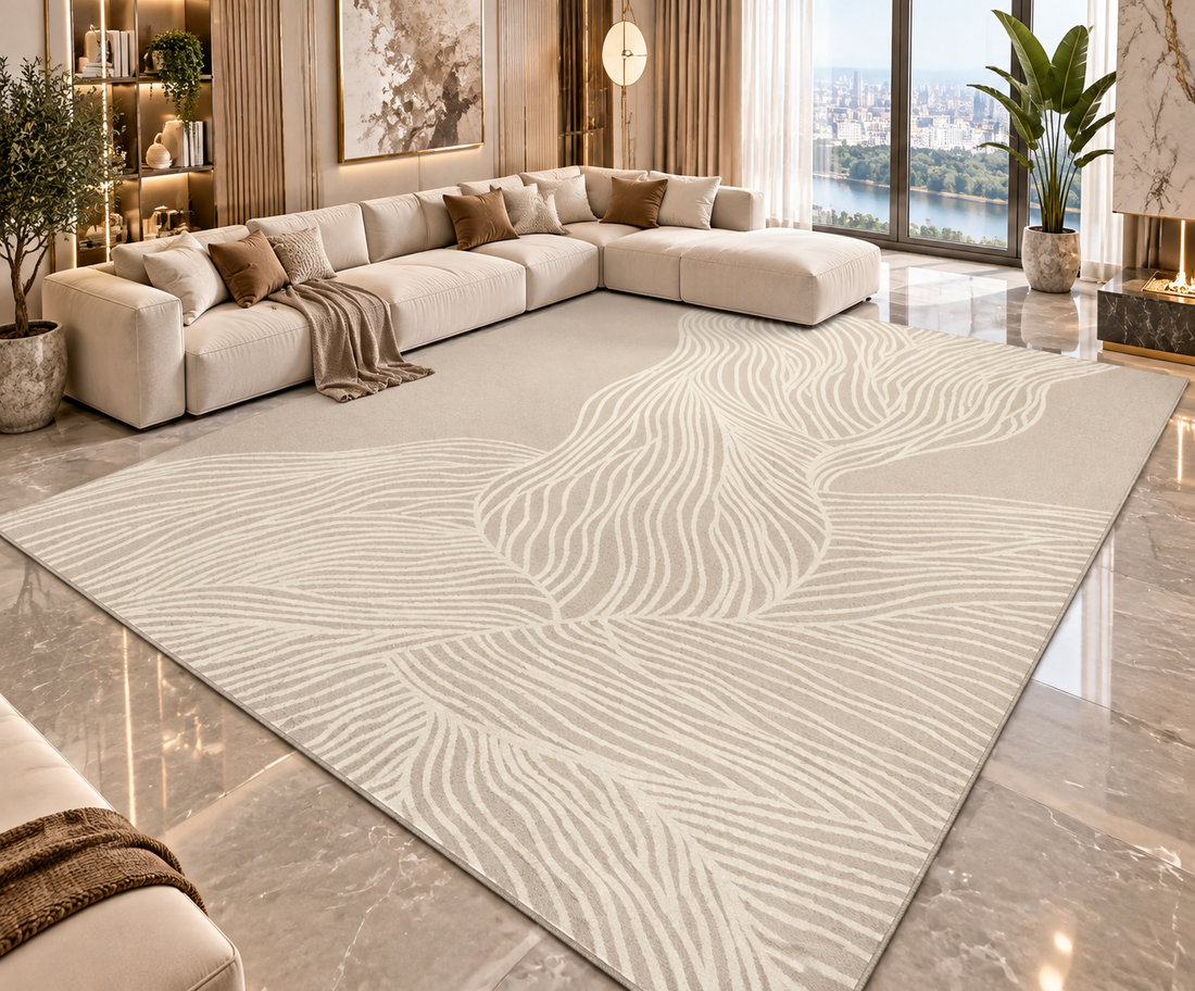 Modern Abstract Area Rug | Striped Wilton Carpet for Living Room, Bedroom & More