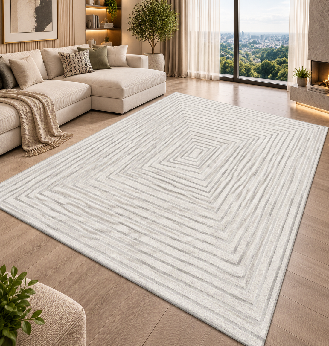 Geometric Flannel Area Rug