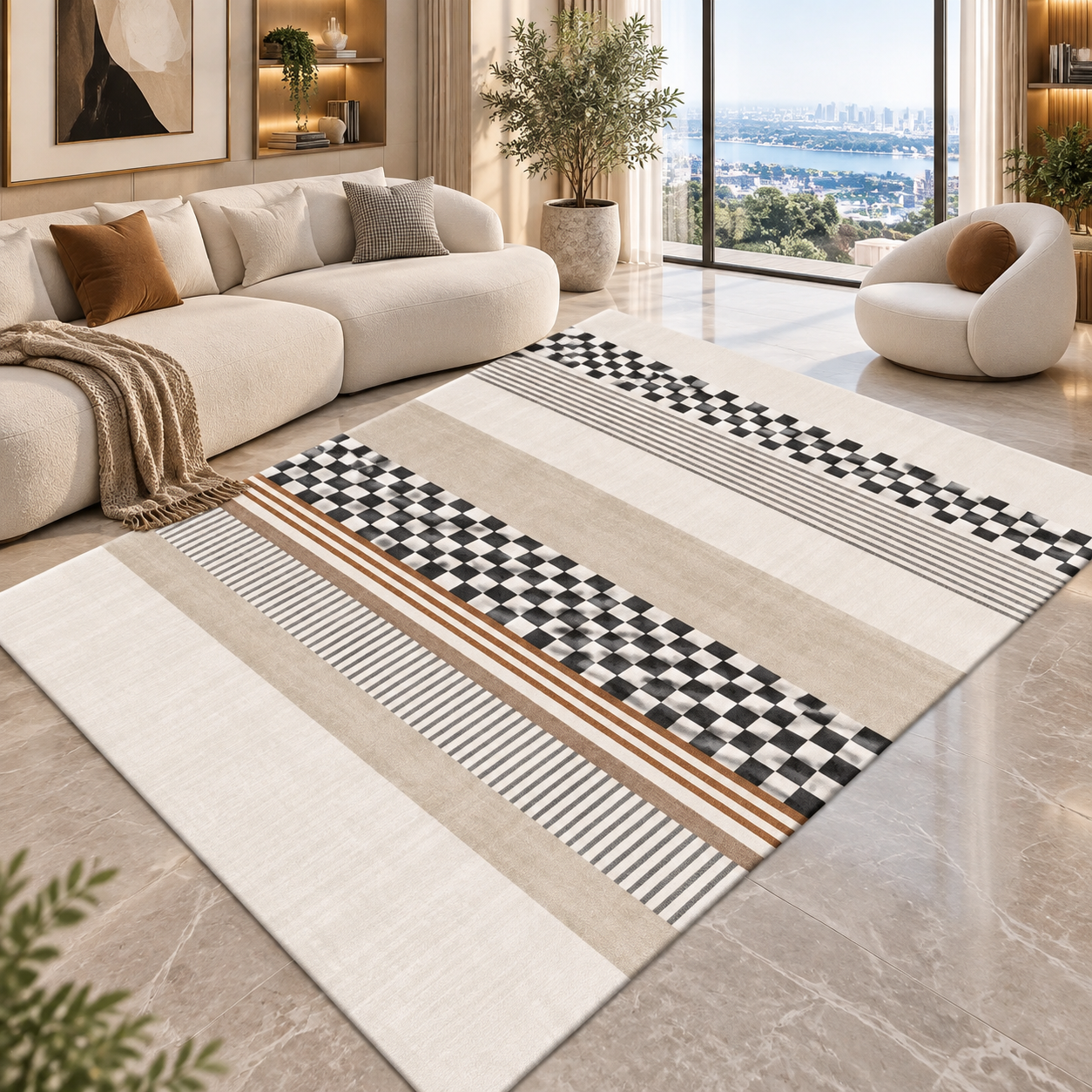Geometric Flannel Area Rug