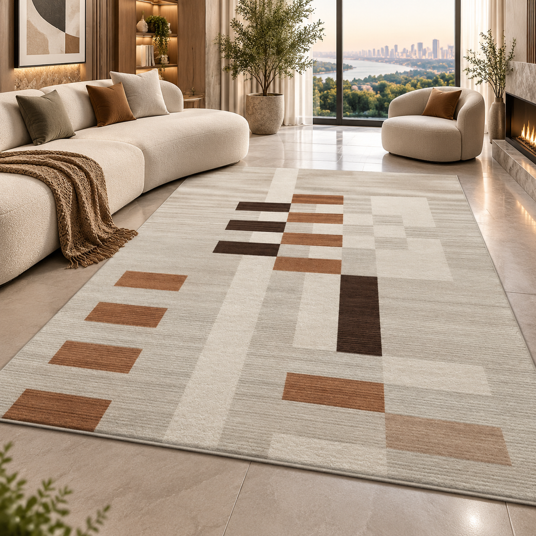 Geometric Flannel Area Rug