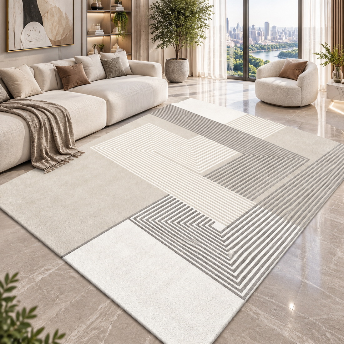 Geometric Flannel Area Rug