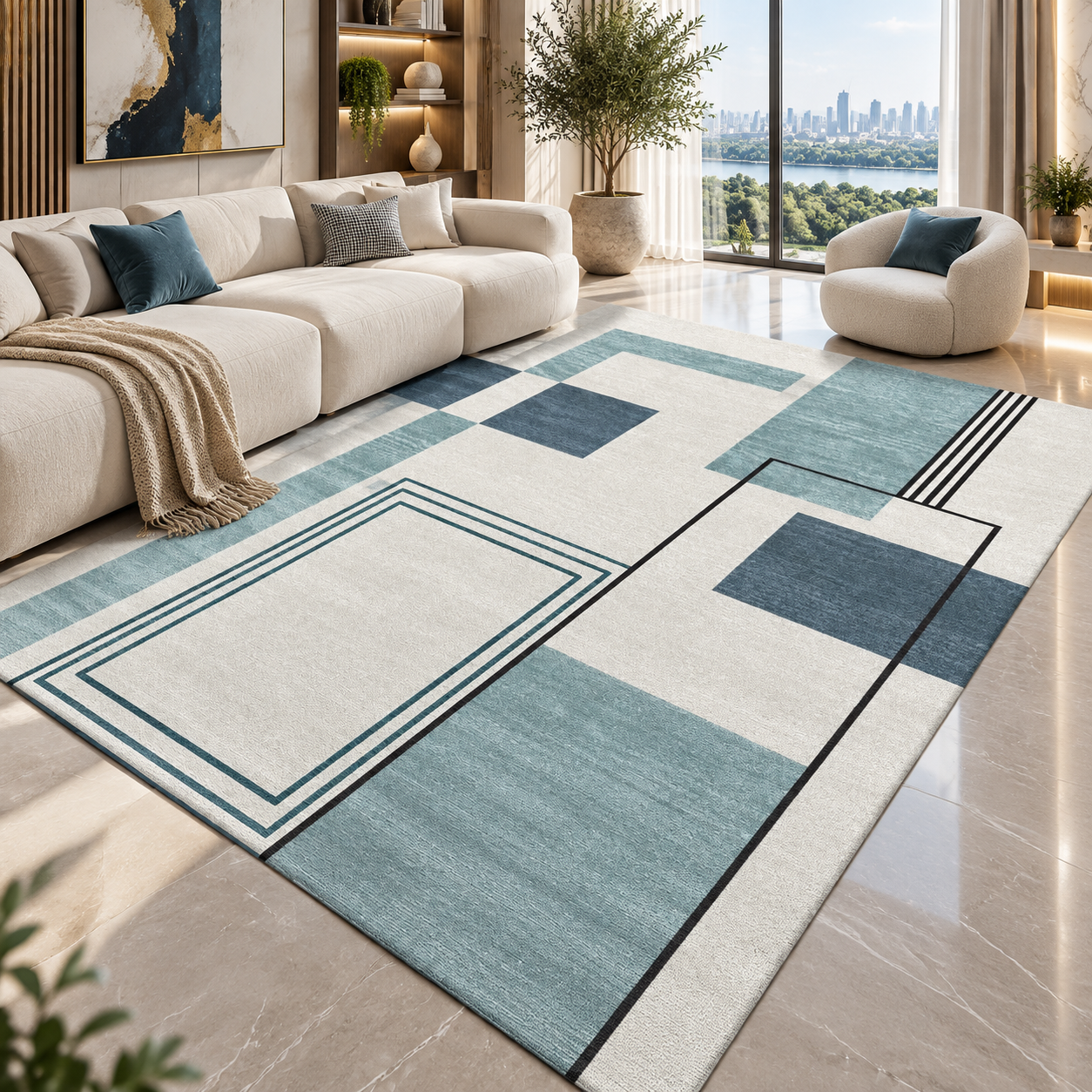 Geometric Flannel Area Rug