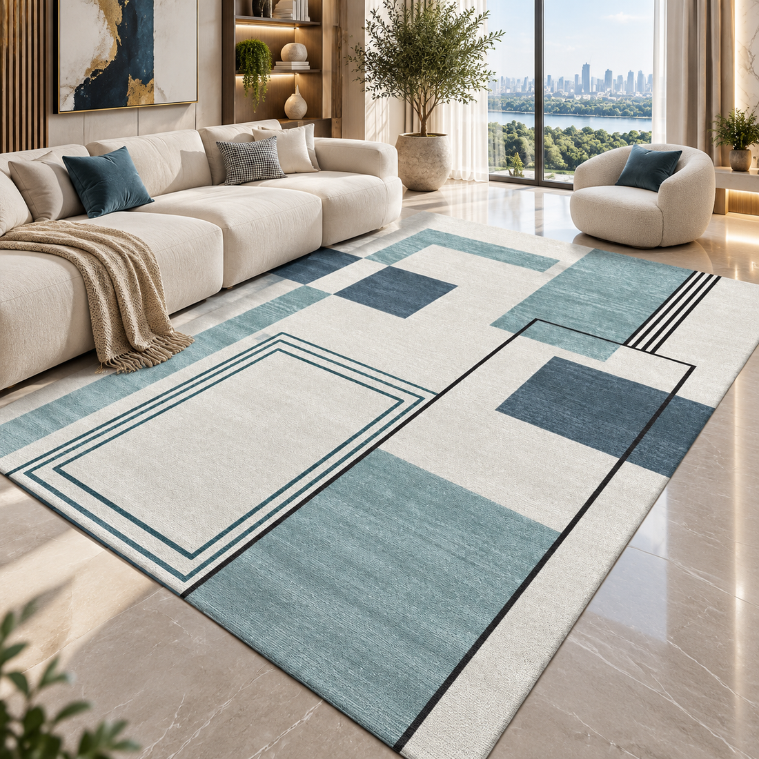 Geometric Flannel Area Rug