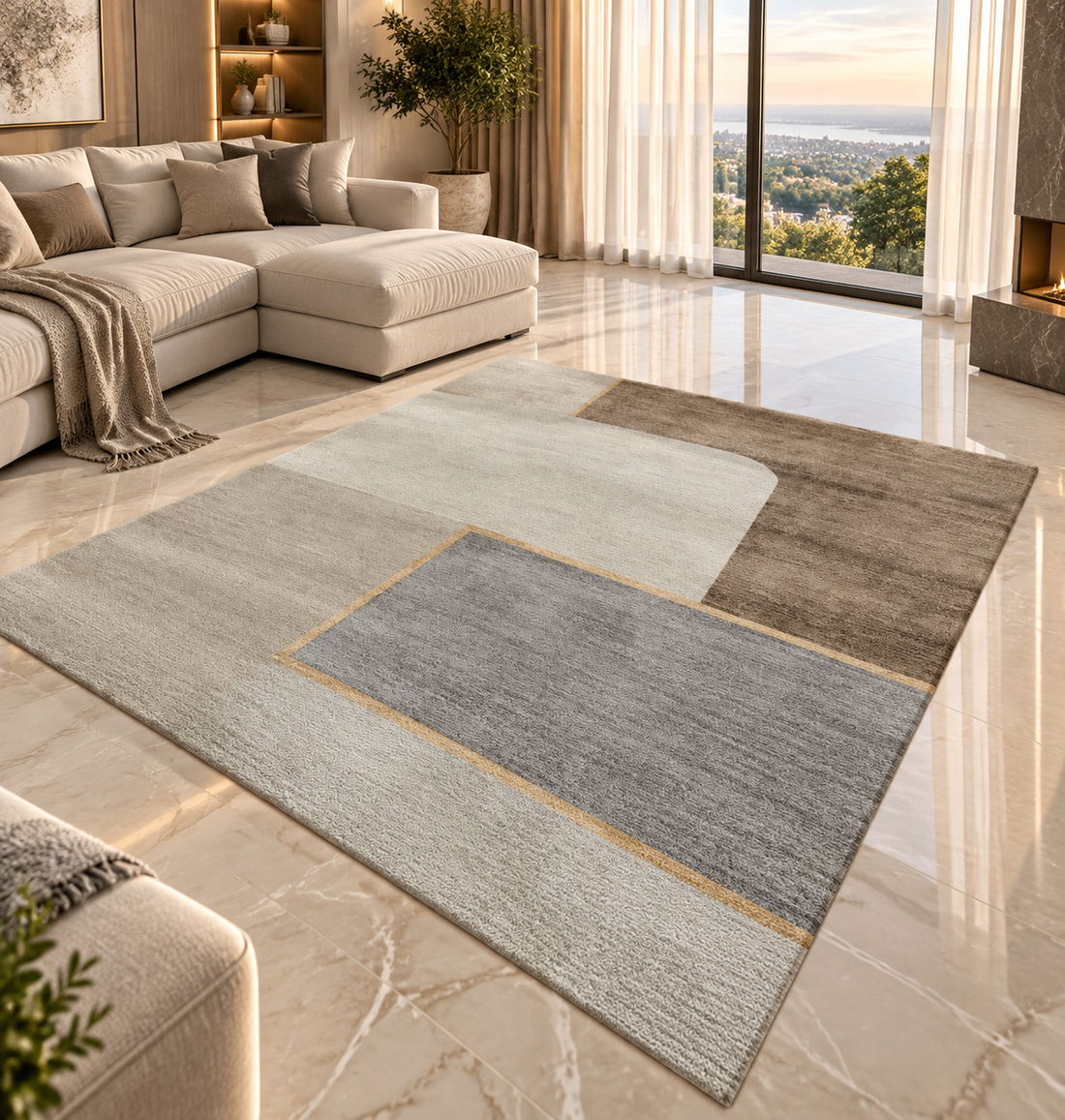 Geometric Flannel Area Rug