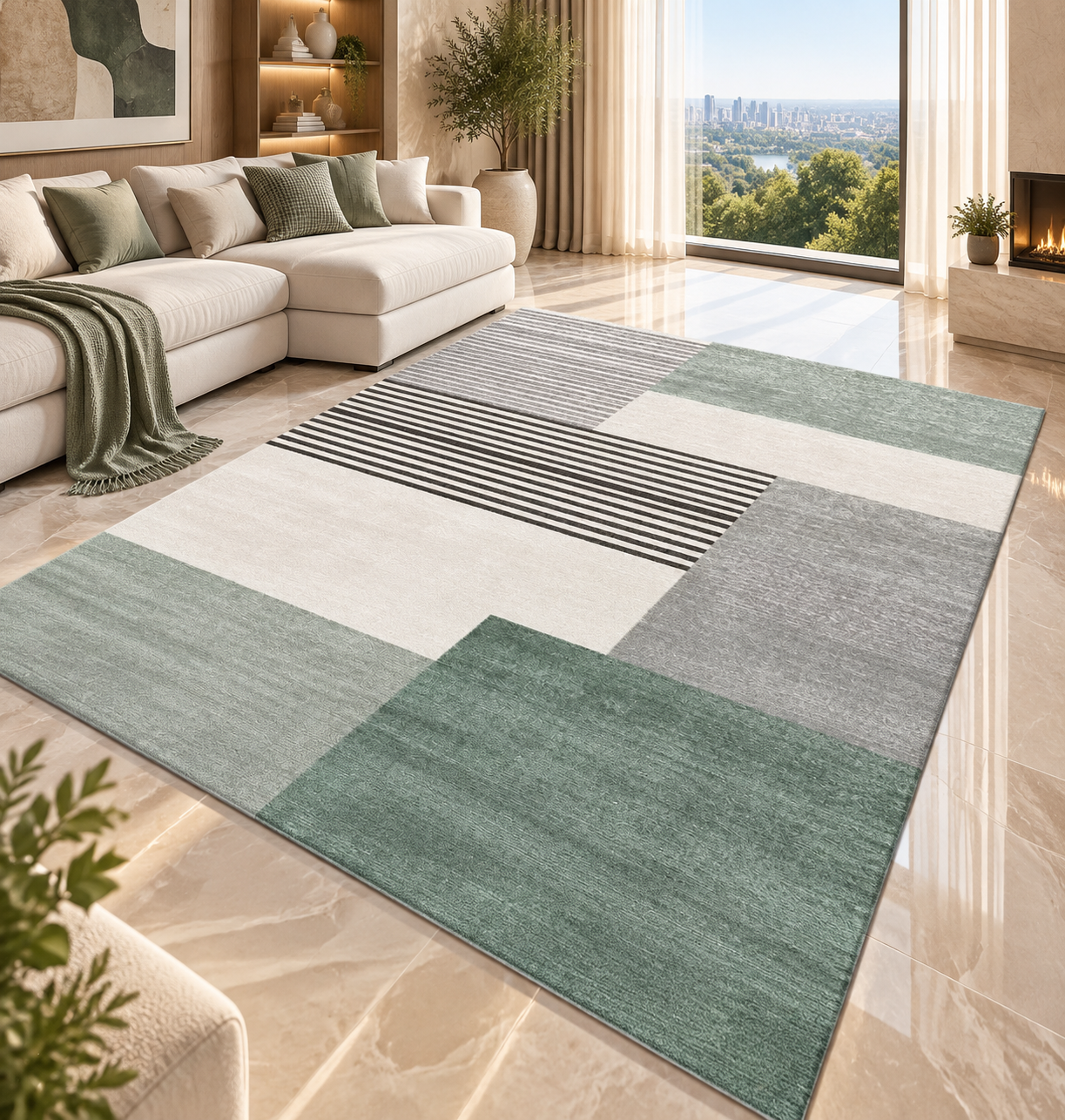 Geometric Flannel Area Rug