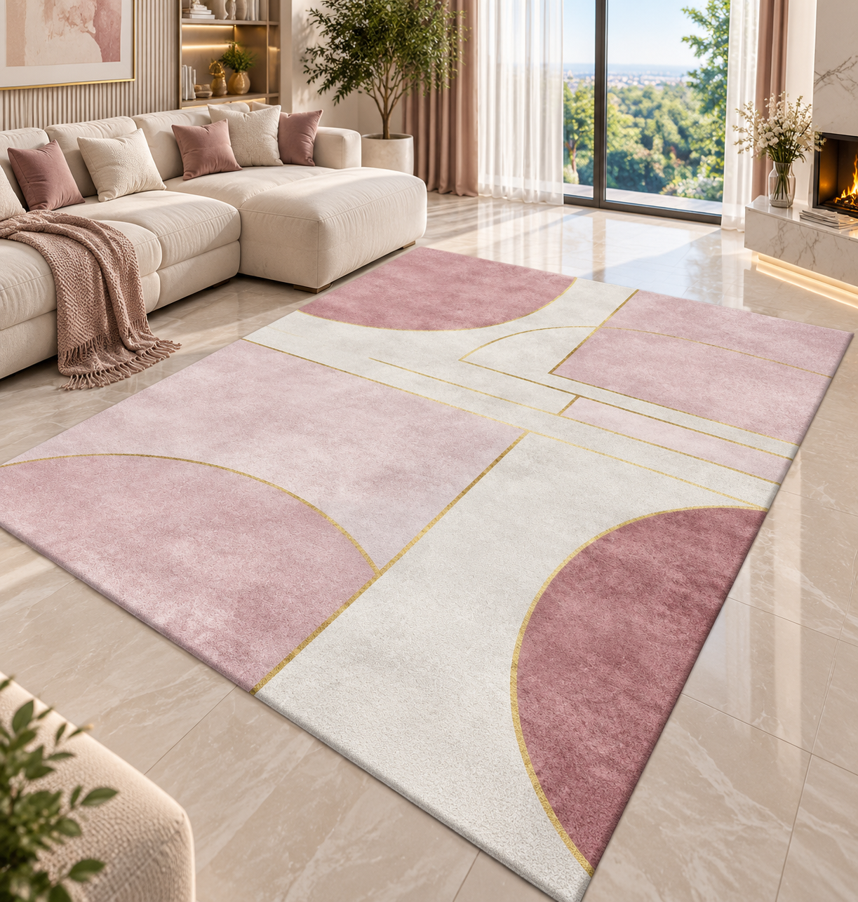 Geometric Flannel Area Rug