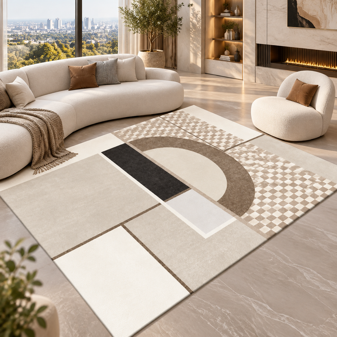 Geometric Flannel Area Rug