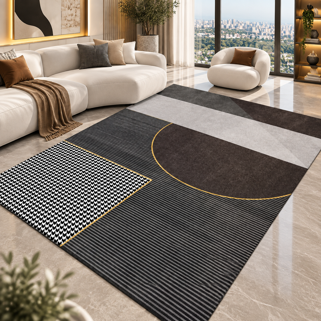Geometric Flannel Area Rug