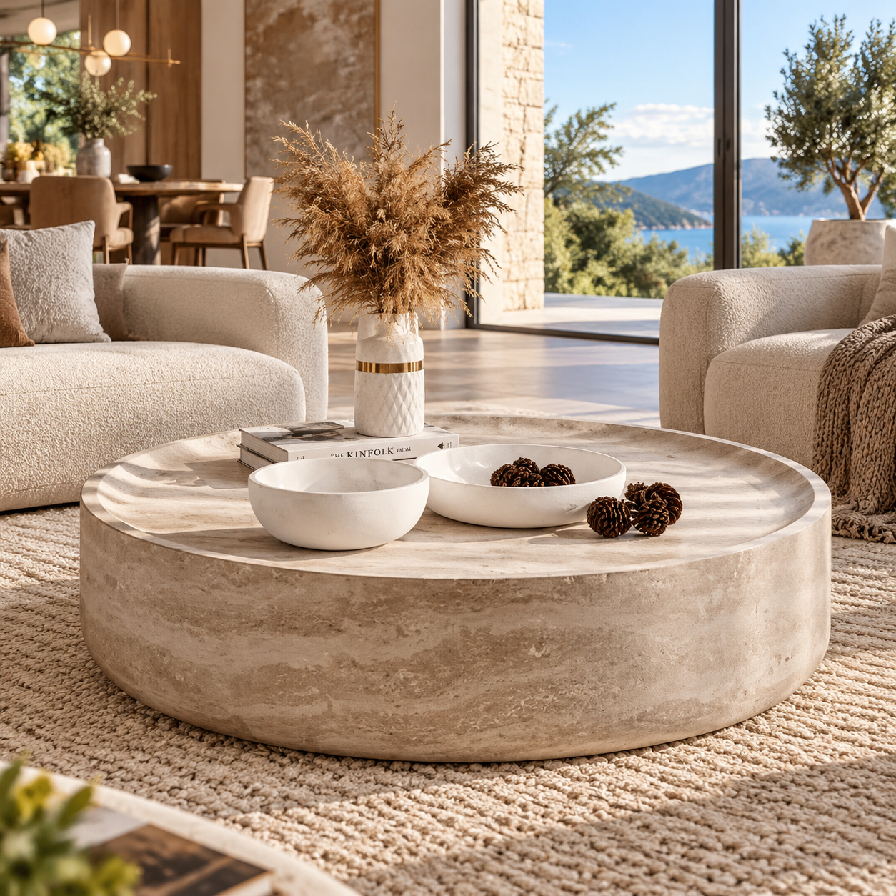 Modern Round Marble-Style Side Table