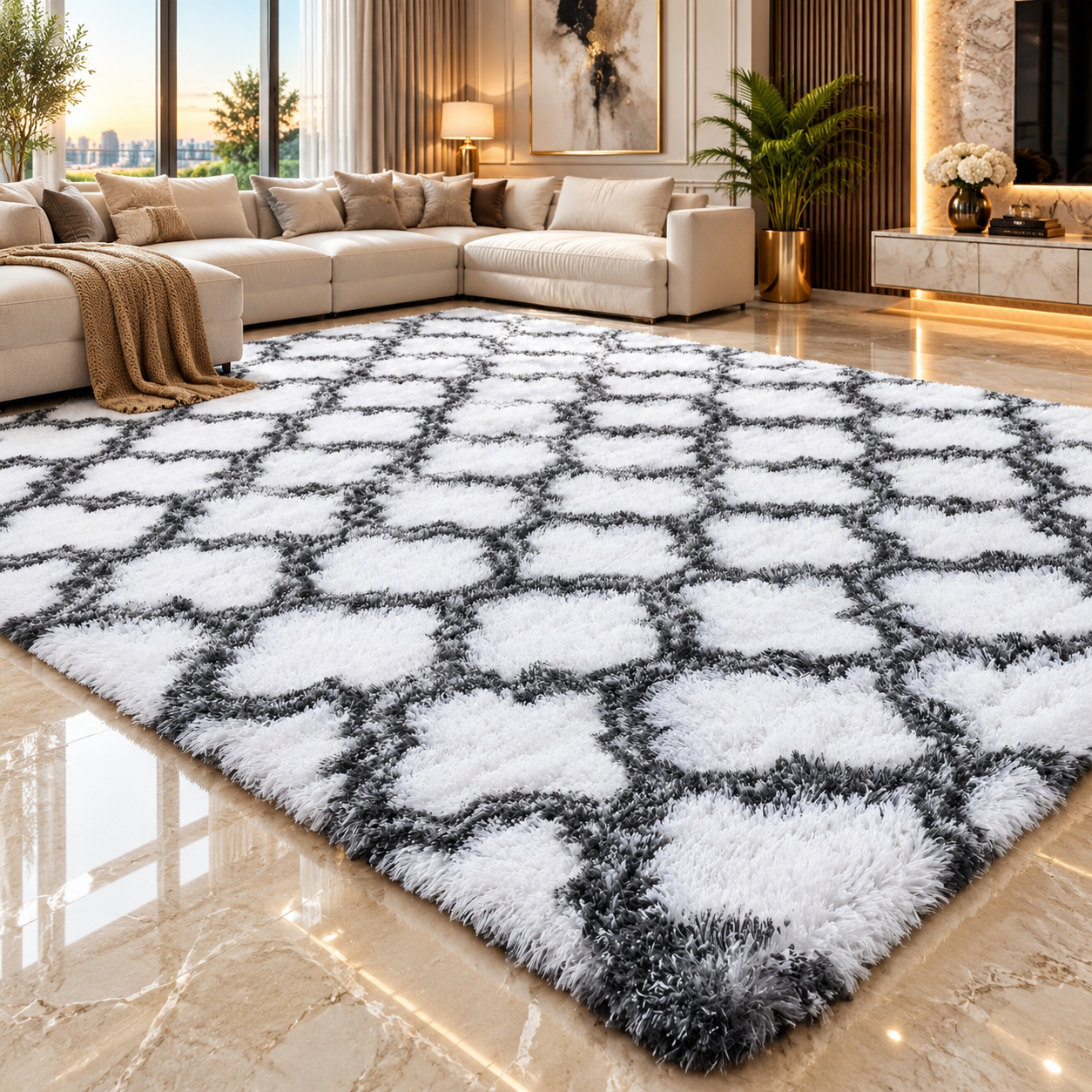 Plaid Plush Area Rug – Ultra Soft