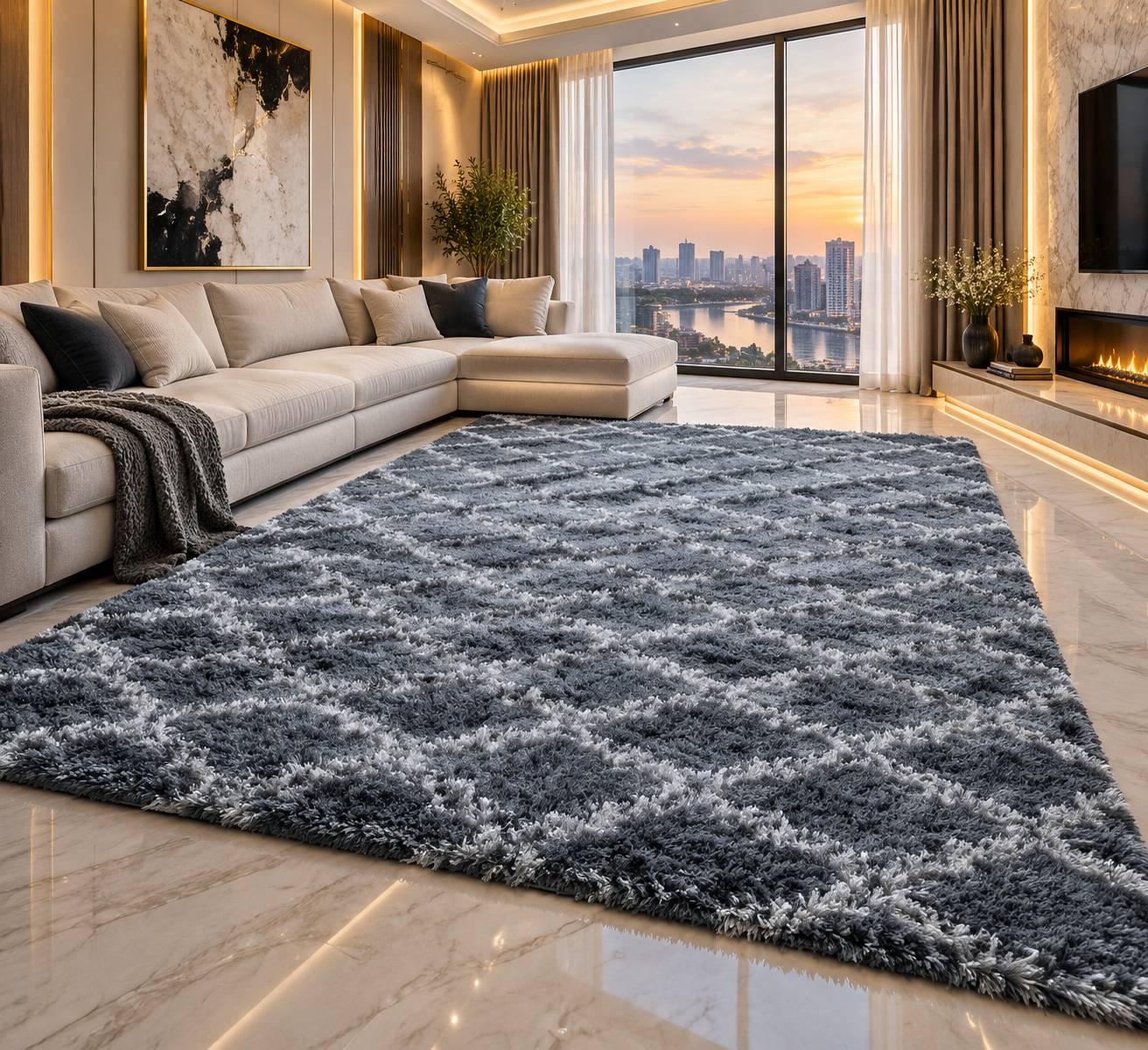 Plaid Plush Area Rug – Ultra Soft