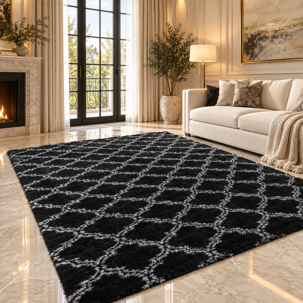 Plaid Plush Area Rug – Ultra Soft