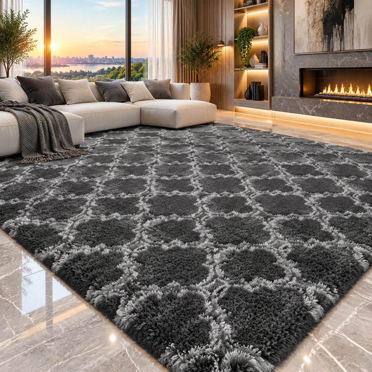 Plaid Plush Area Rug – Ultra Soft