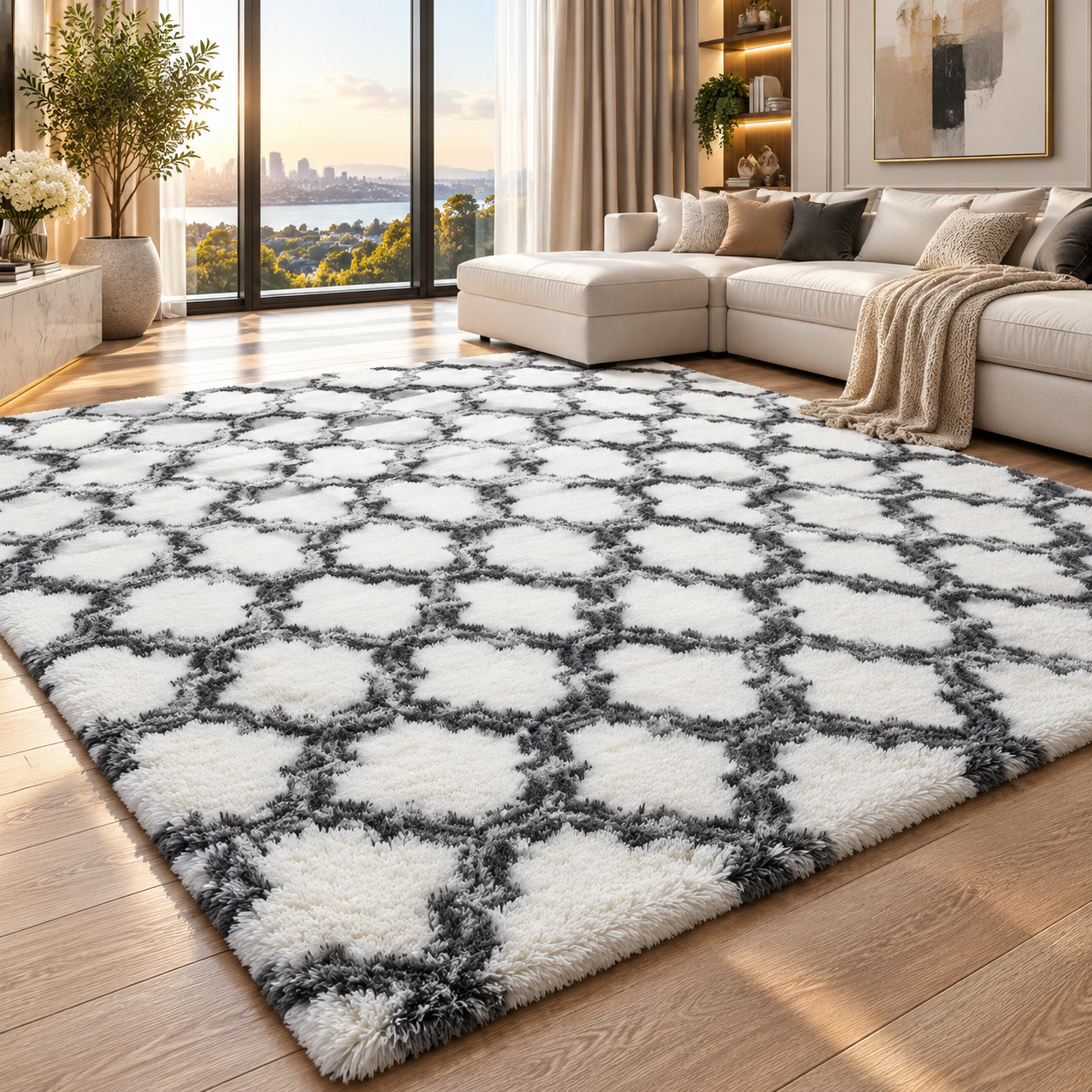 Plaid Plush Area Rug – Ultra Soft