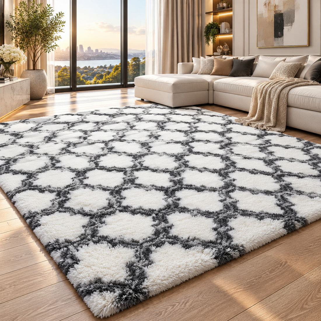 Plaid Plush Area Rug – Ultra Soft