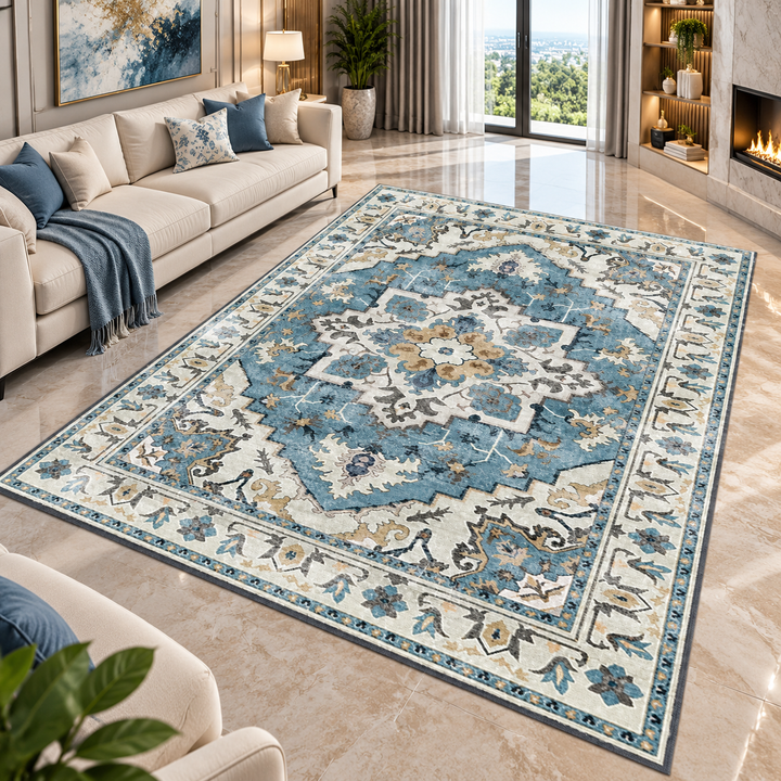 Geometric Area Rug – Anti-Slip, Easy Care, Modern Style