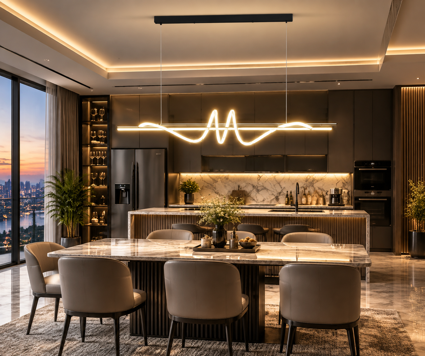 Modern Aluminum Flush Mount LED Chandelier