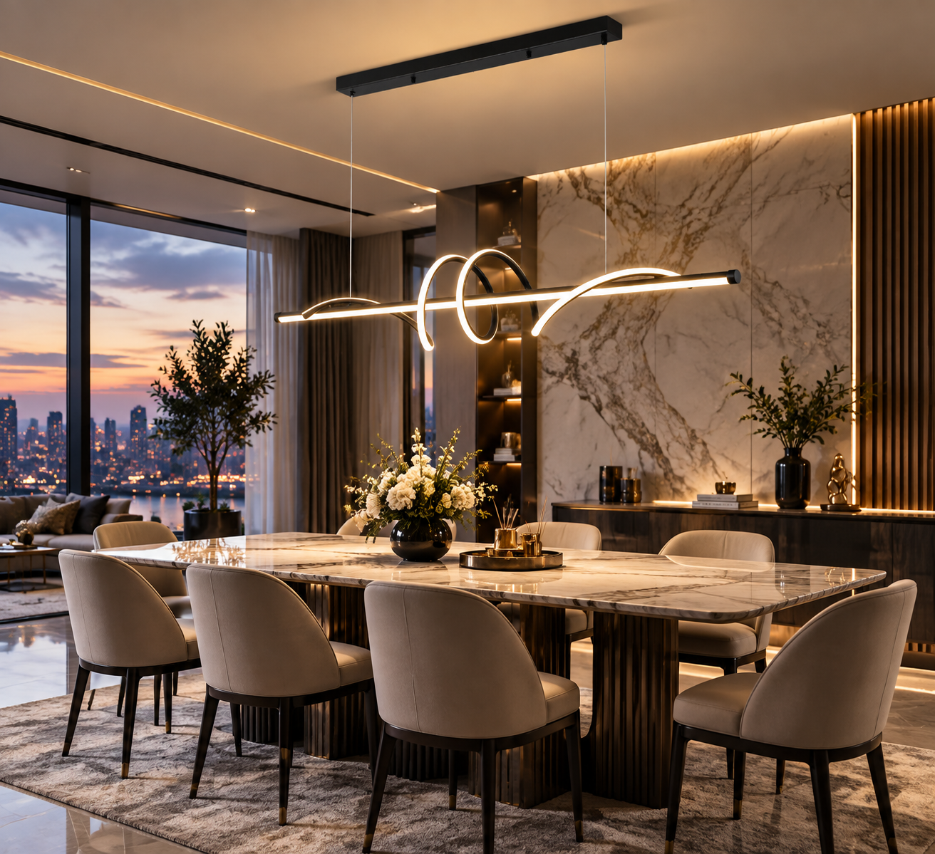 Modern Aluminum Flush Mount LED Chandelier