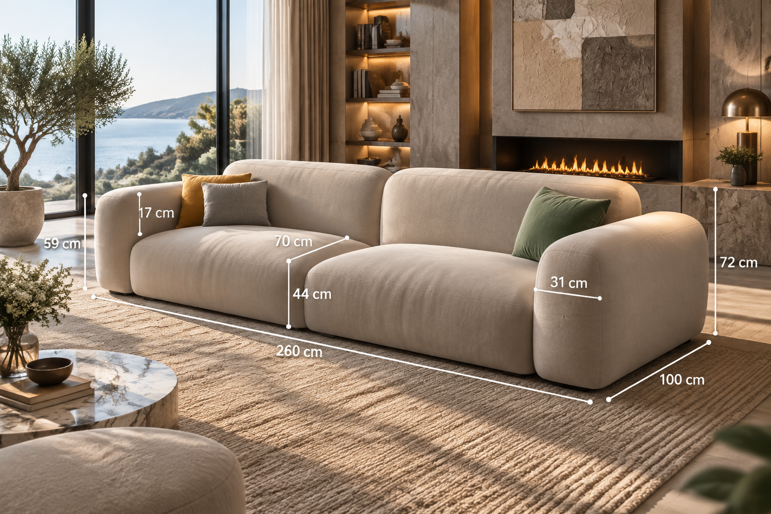 Luxury Velvet L-Shaped Sectional Sofa