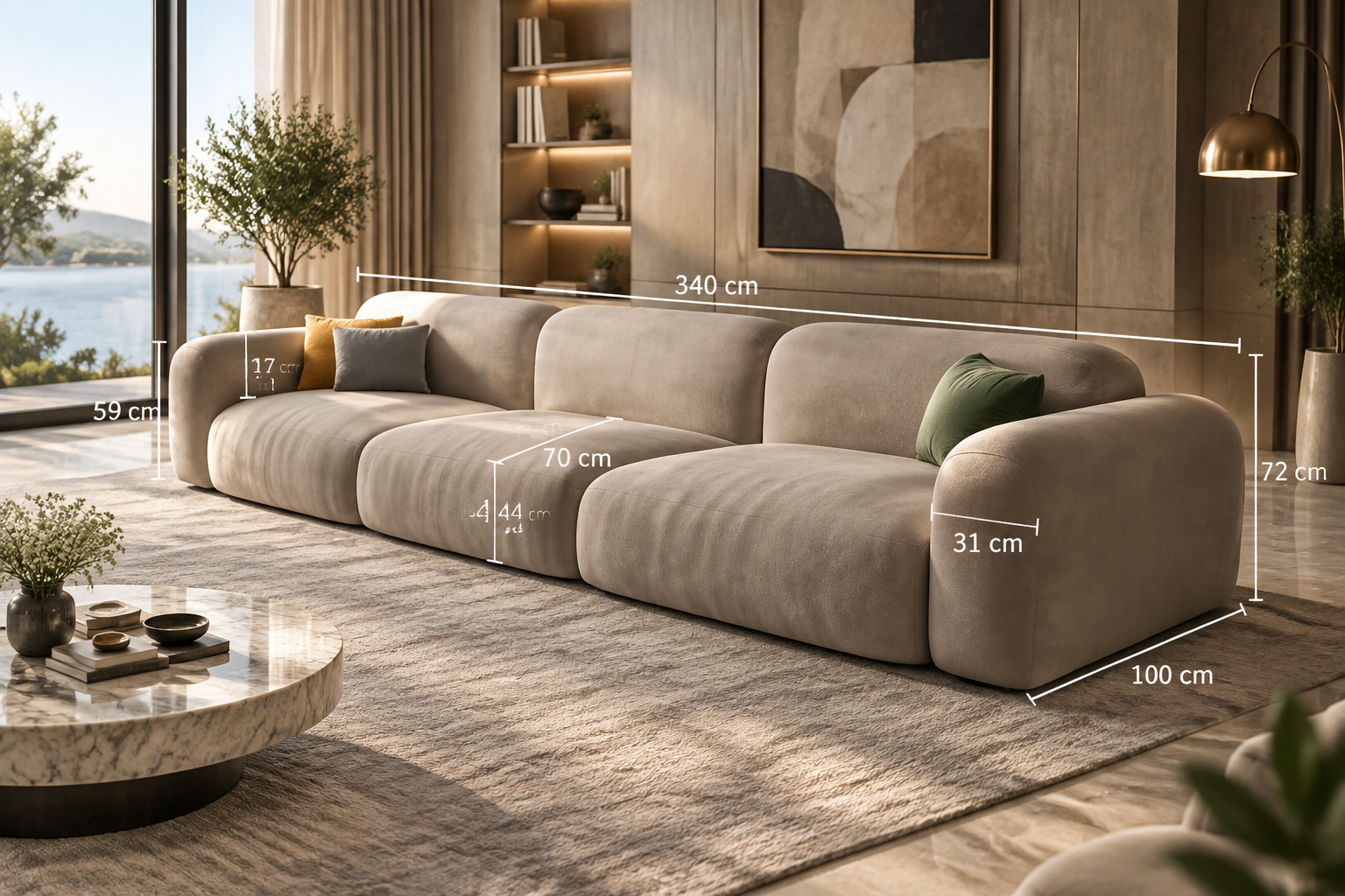 Luxury Velvet L-Shaped Sectional Sofa