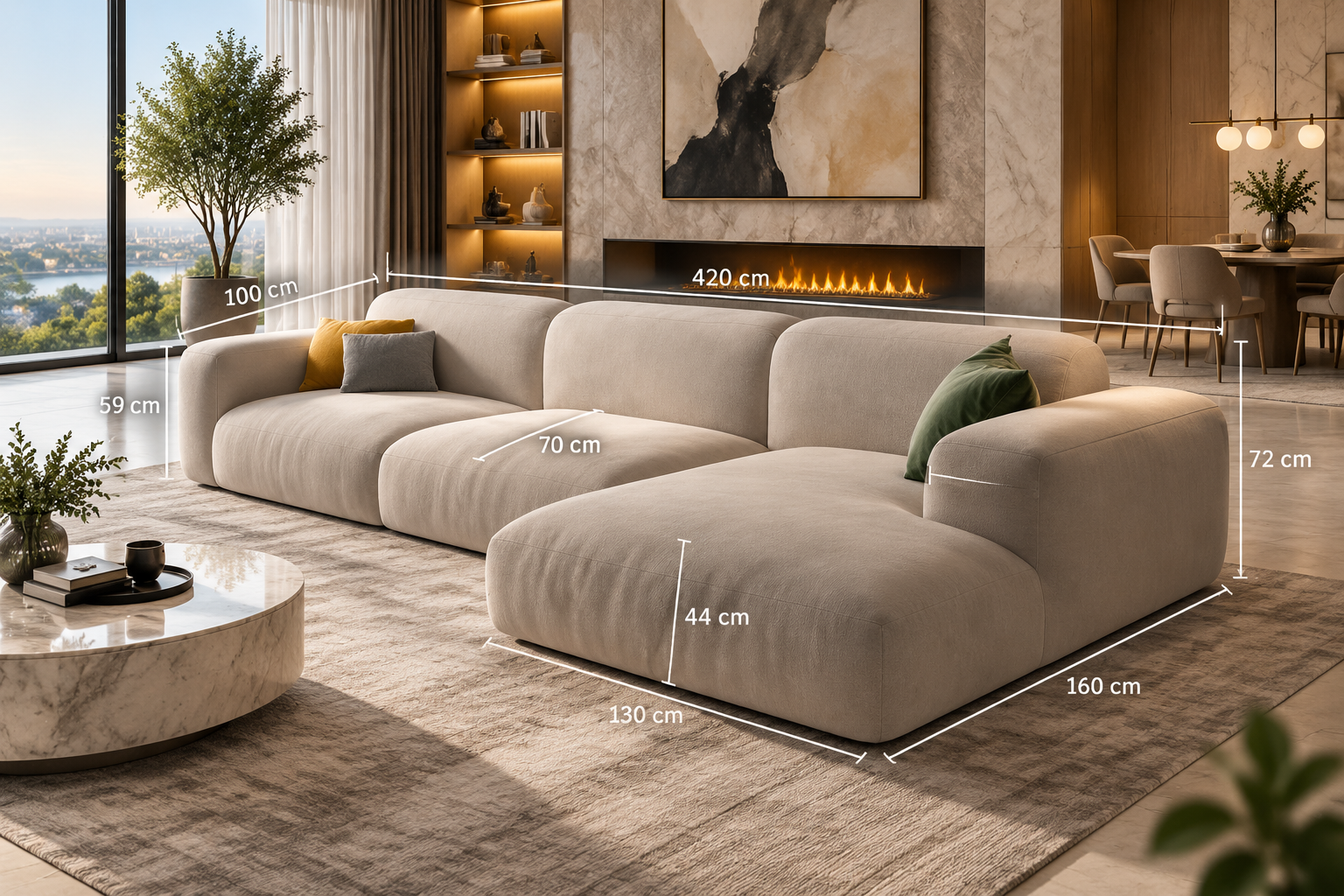 Luxury Velvet L-Shaped Sectional Sofa
