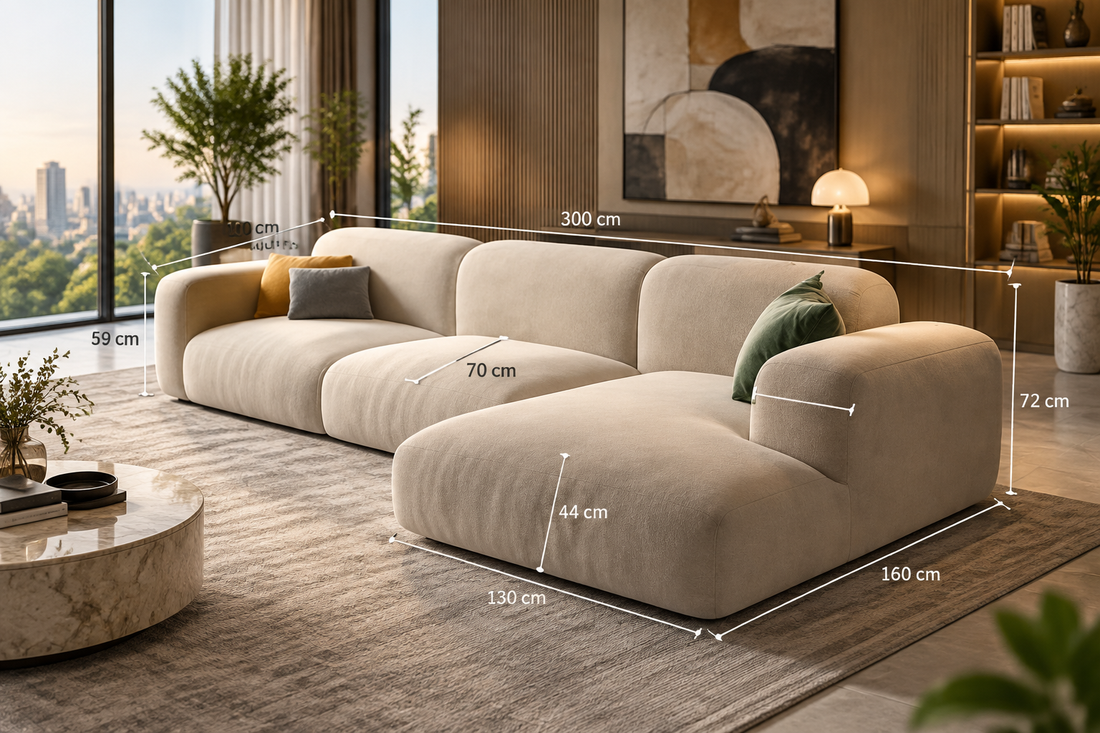 Luxury Velvet L-Shaped Sectional Sofa