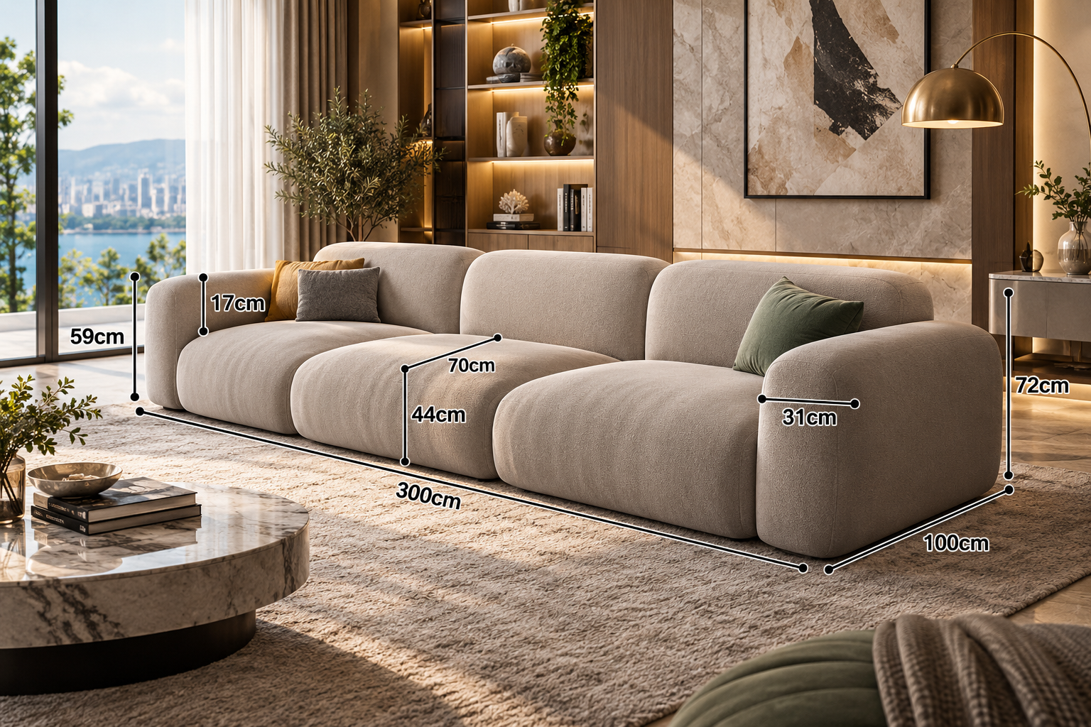 Luxury Velvet L-Shaped Sectional Sofa