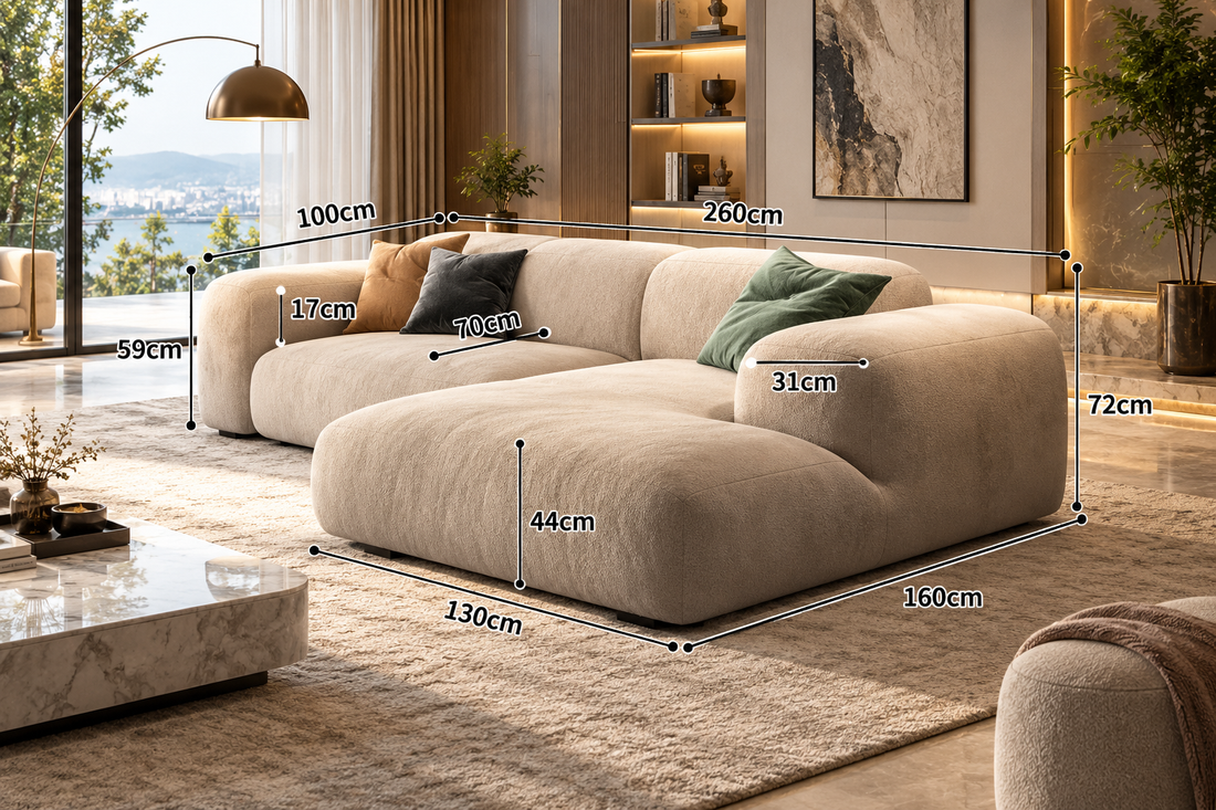 Luxury Velvet L-Shaped Sectional Sofa