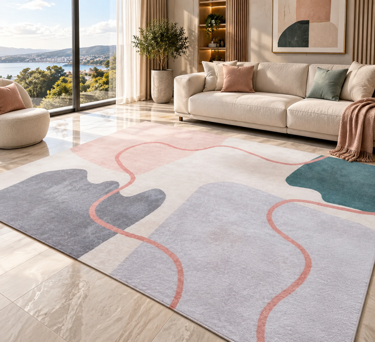 Soft Flannel Area Rug | Non-Slip Printed Floor Mat for Living Room, Bedroom & More