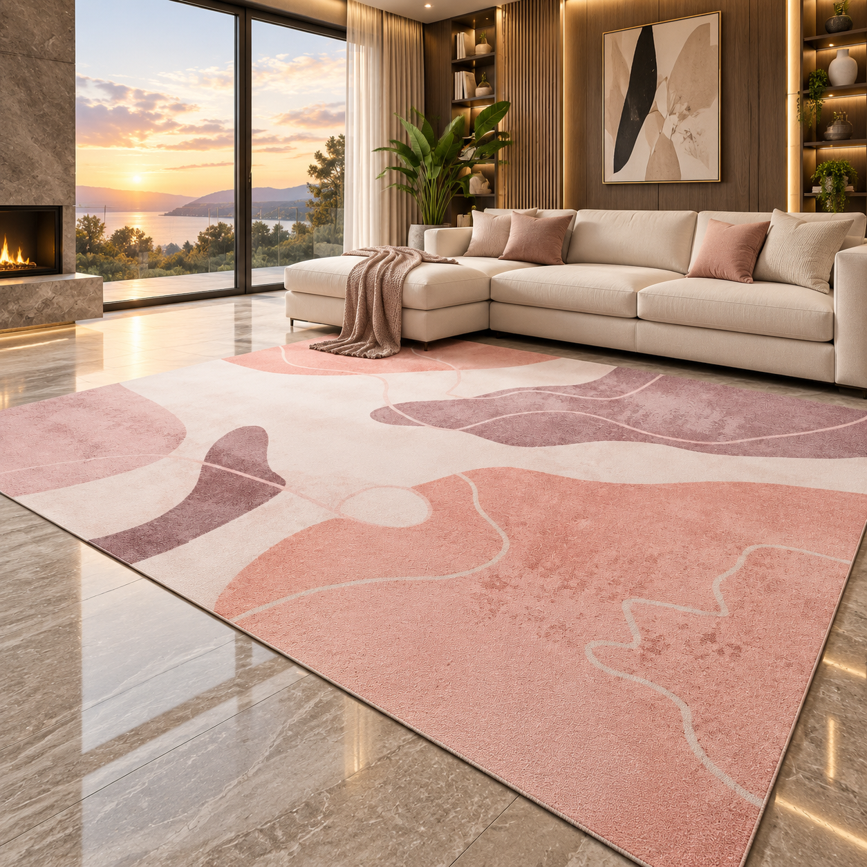 Soft Flannel Area Rug | Non-Slip Printed Floor Mat for Living Room, Bedroom & More