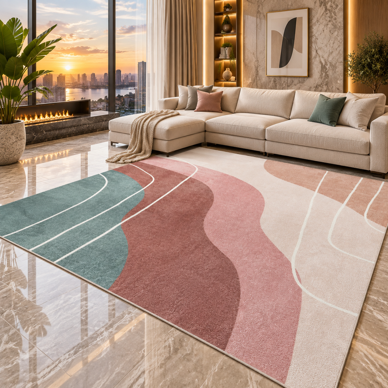 Soft Flannel Area Rug | Non-Slip Printed Floor Mat for Living Room, Bedroom & More