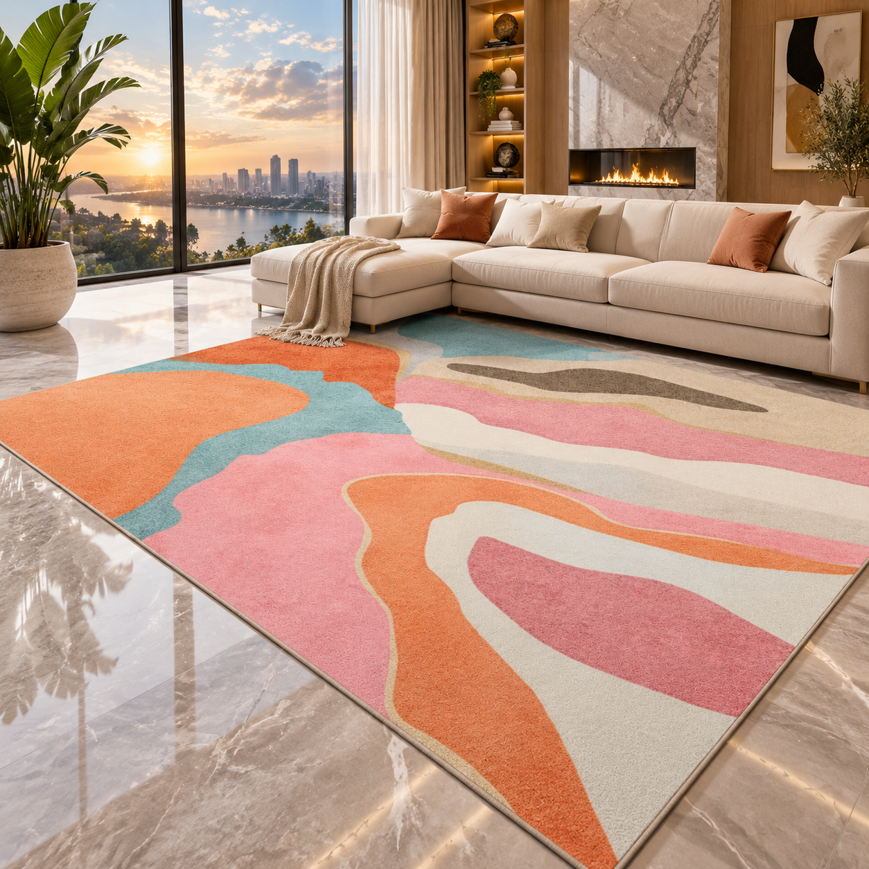 Soft Flannel Area Rug | Non-Slip Printed Floor Mat for Living Room, Bedroom & More