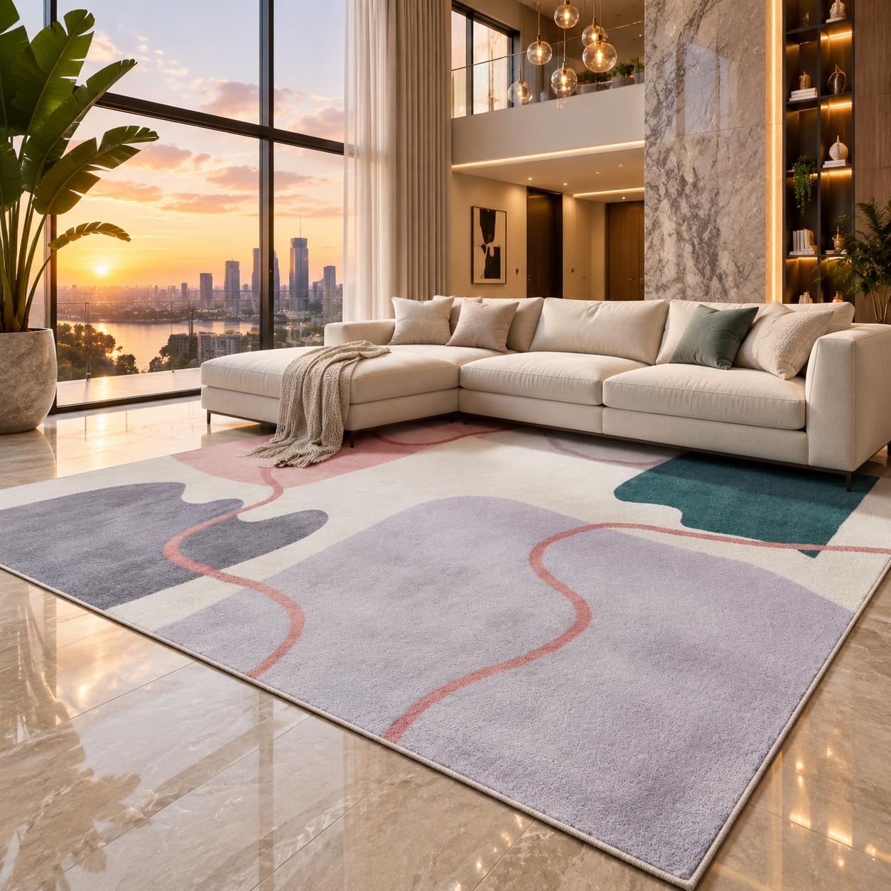 Soft Flannel Area Rug | Non-Slip Printed Floor Mat for Living Room, Bedroom & More