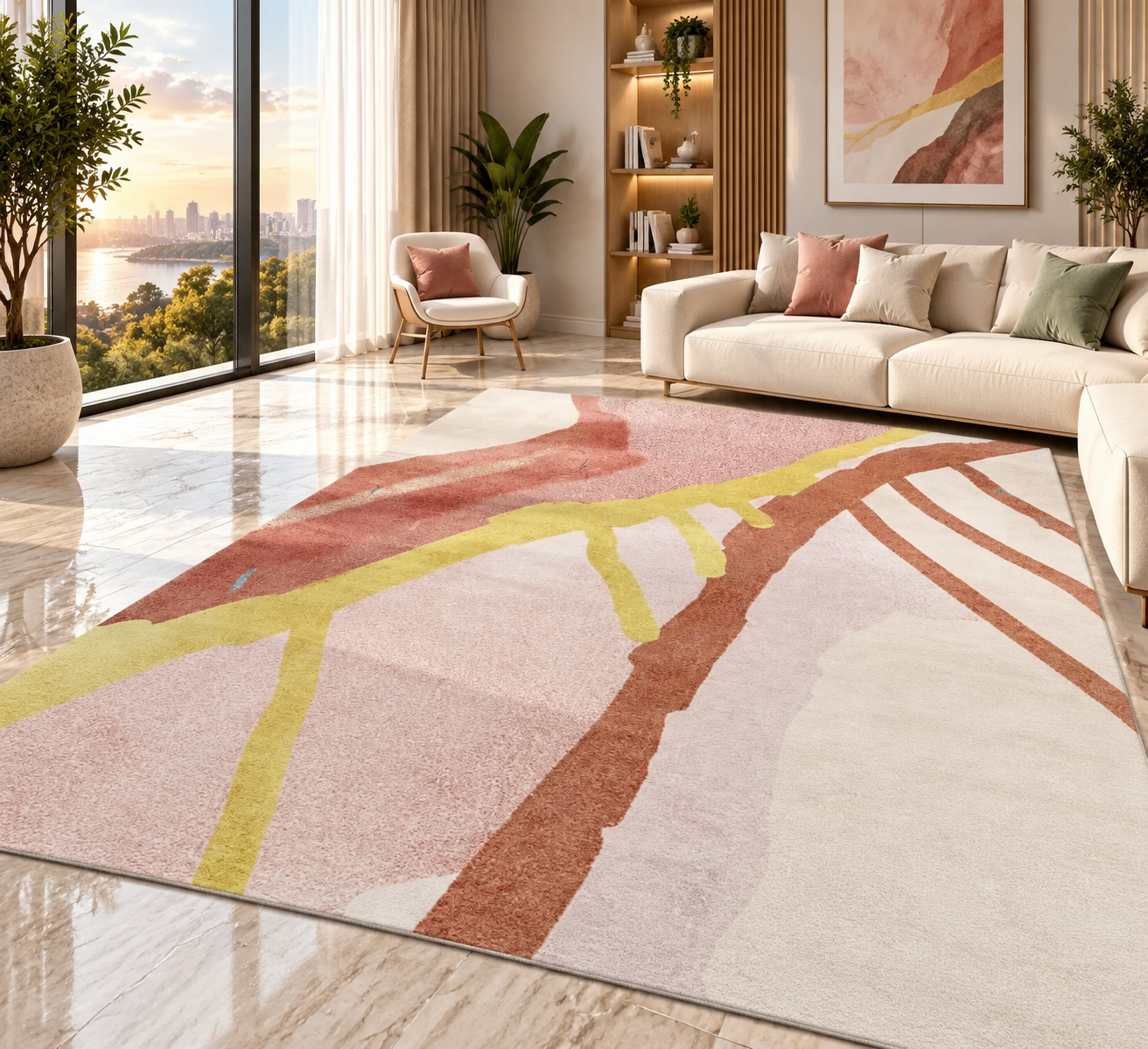 Soft Flannel Area Rug | Non-Slip Printed Floor Mat for Living Room, Bedroom & More
