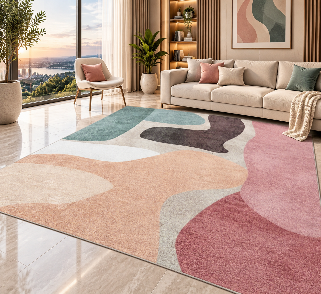 Soft Flannel Area Rug | Non-Slip Printed Floor Mat for Living Room, Bedroom & More